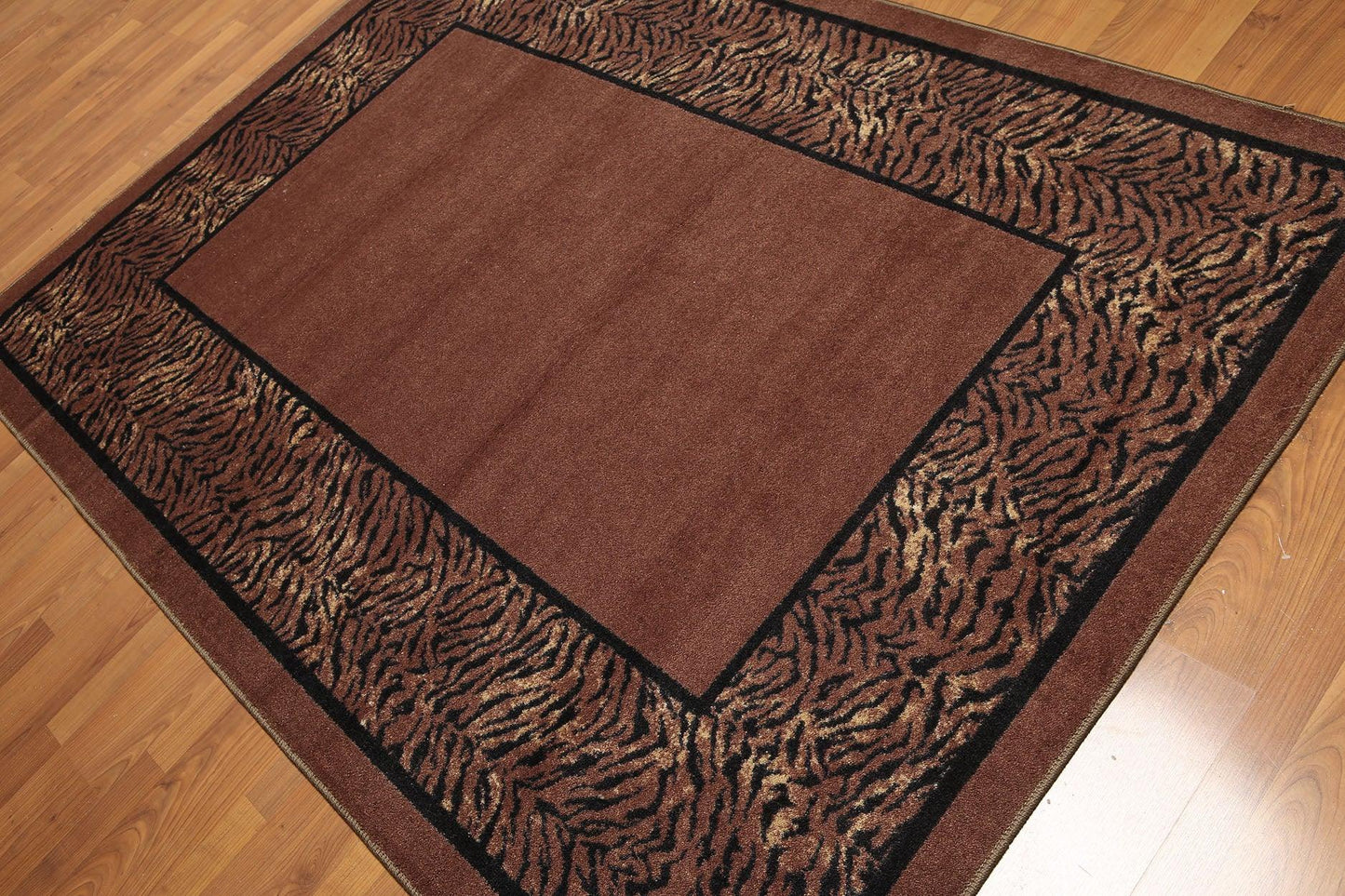 5'4"x7'8" Brown, Black Ivory, Multi Color Machine Made Polypropylene Indonesian High Density Hand Carved Effect Modern Oriental Rug-0