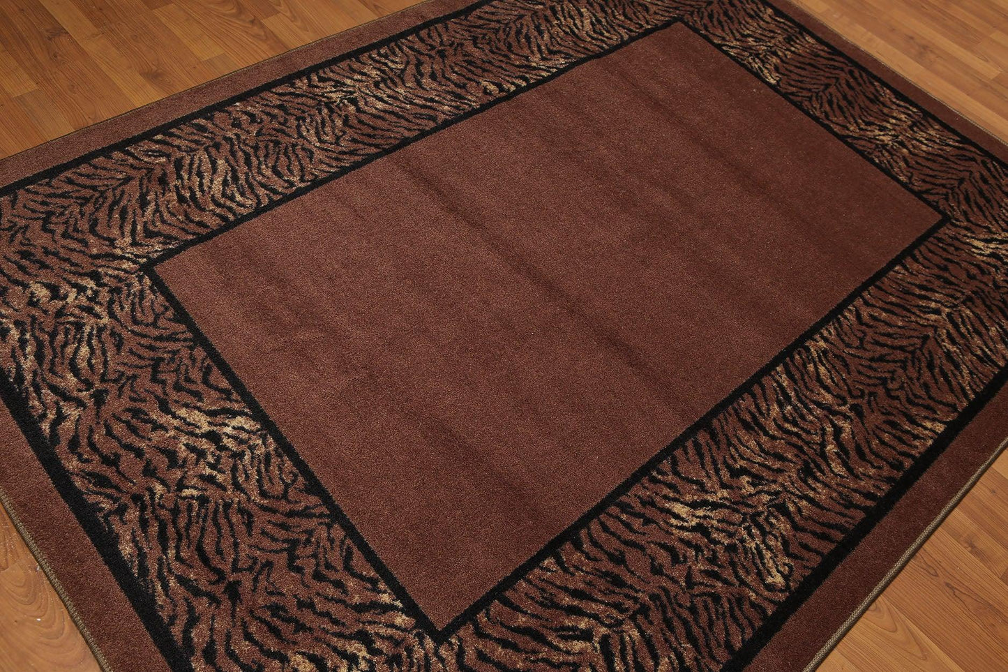 5'4"x7'8" Brown, Black Ivory, Multi Color Machine Made Polypropylene Indonesian High Density Hand Carved Effect Modern Oriental Rug-1