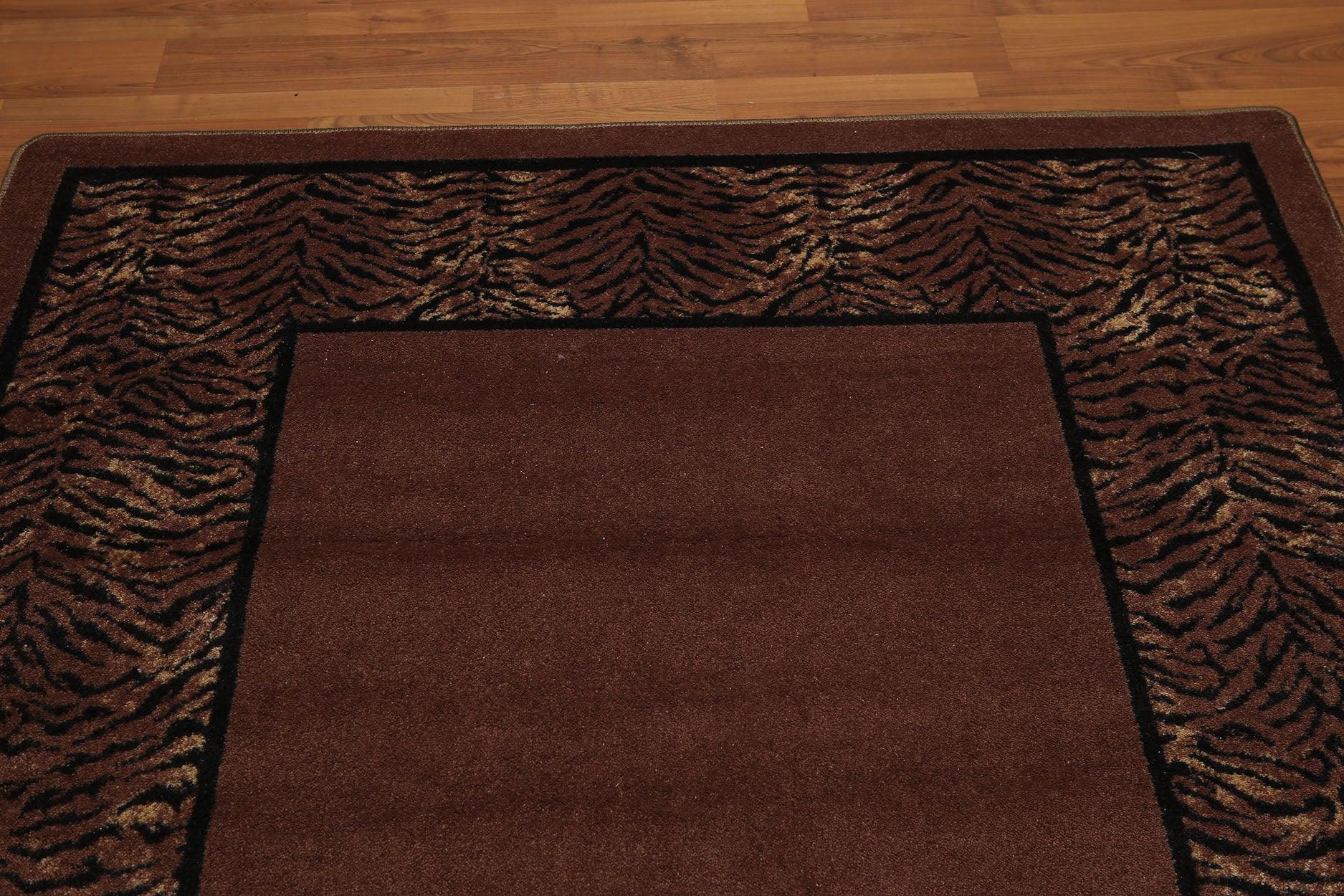 5'4"x7'8" Brown, Black Ivory, Multi Color Machine Made Polypropylene Indonesian High Density Hand Carved Effect Modern Oriental Rug-2