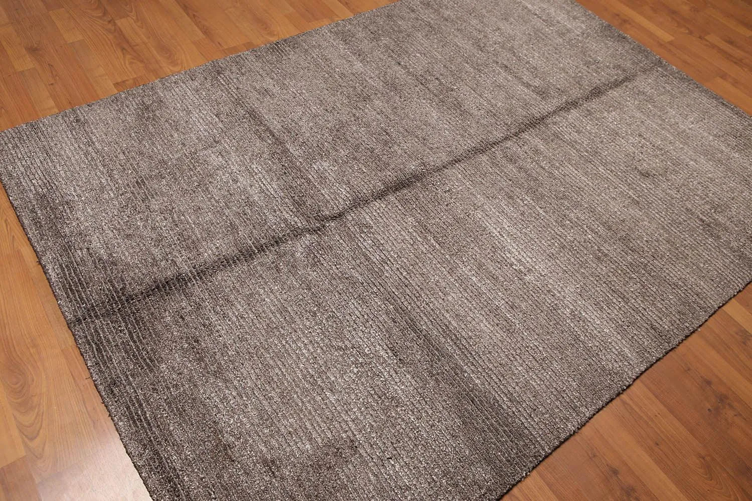 5x8 Brown Hand Knotted Textured Ombre 100% Wool & Banana Silk Oriental Area rug-1