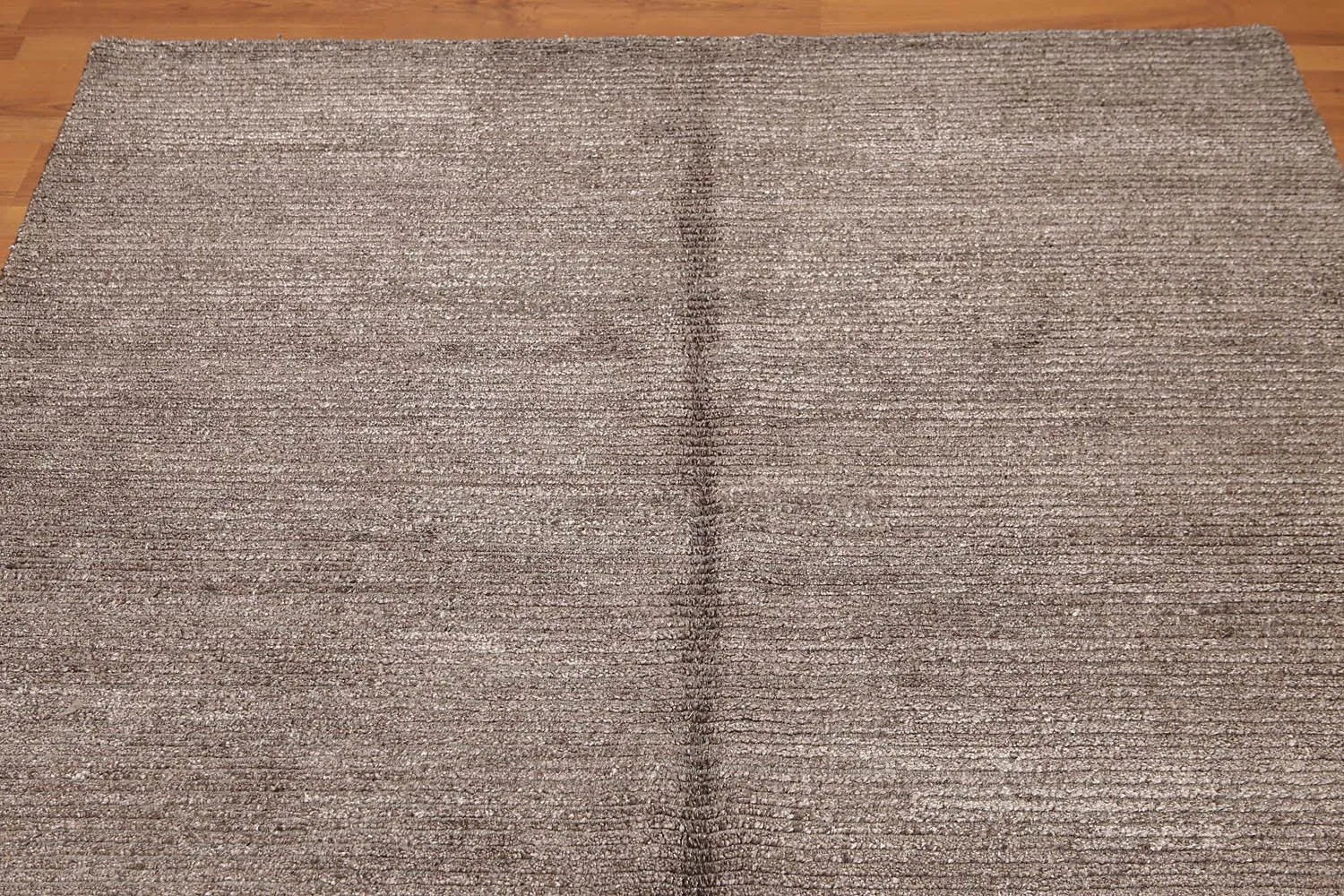 5x8 Brown Hand Knotted Textured Ombre 100% Wool & Banana Silk Oriental Area rug-2