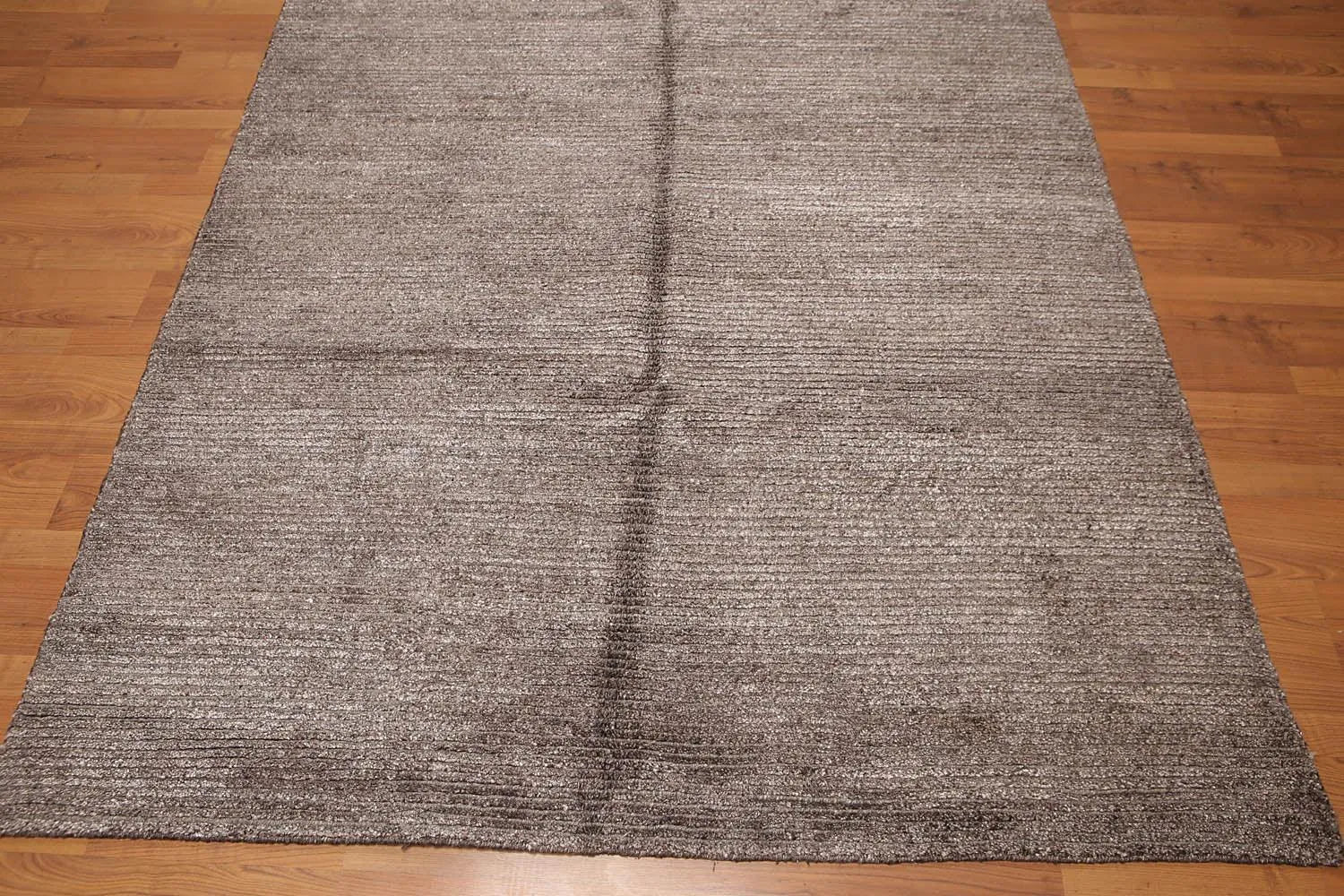 5x8 Brown Hand Knotted Textured Ombre 100% Wool & Banana Silk Oriental Area rug-3