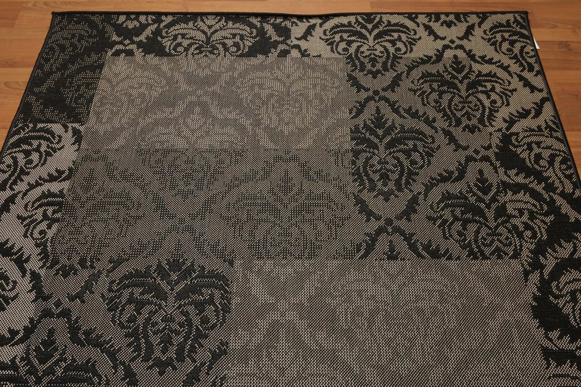 5'x7' Black, Gray, Multi Color Machine Made Polypropylene Indoor Outdoor Turkish Dhurry Rug-2