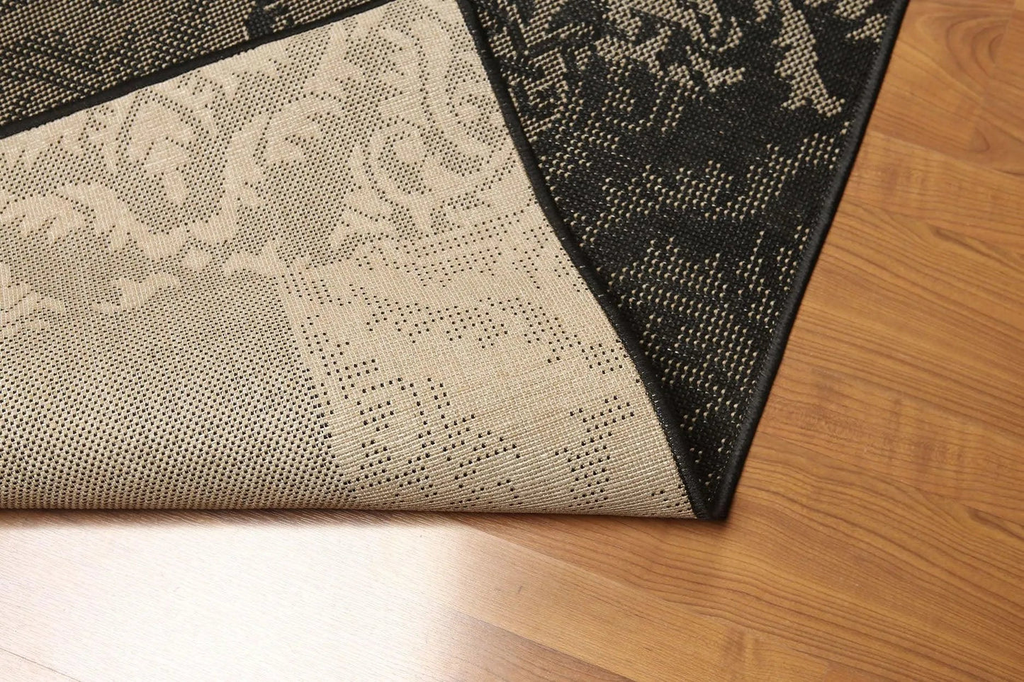 5'x7' Black, Gray, Multi Color Machine Made Polypropylene Indoor Outdoor Turkish Dhurry Rug-3