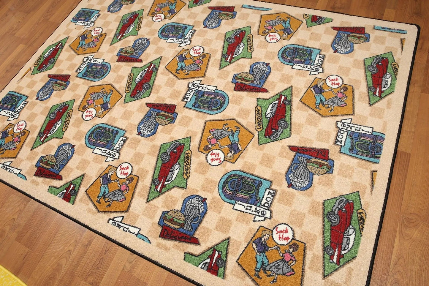 5'x7' Beige, Green, Blue, Multi Color Machine Made Polypropylene Indonesian High Density Hand Carved Effect Modern Oriental Rug-0
