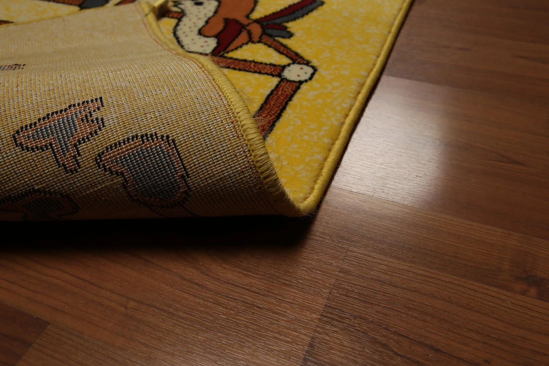 5'x7' Mustard Yellow, Blue, Red, Multi Color Indonesian High Density Hand Carved Effect Children Rug-4
