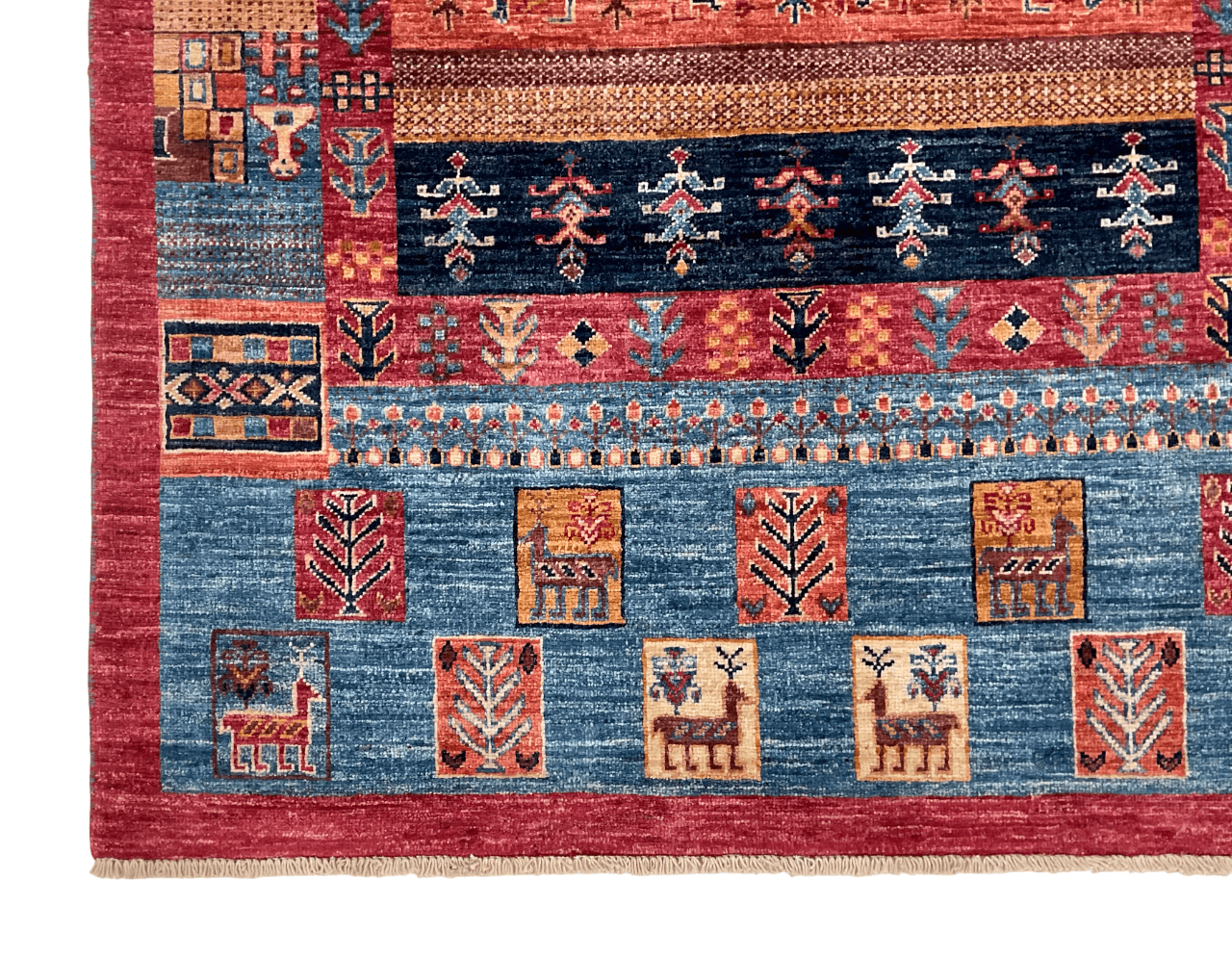 Afghan Gabbeh (4'02"x6'03") navy/blue/red-1