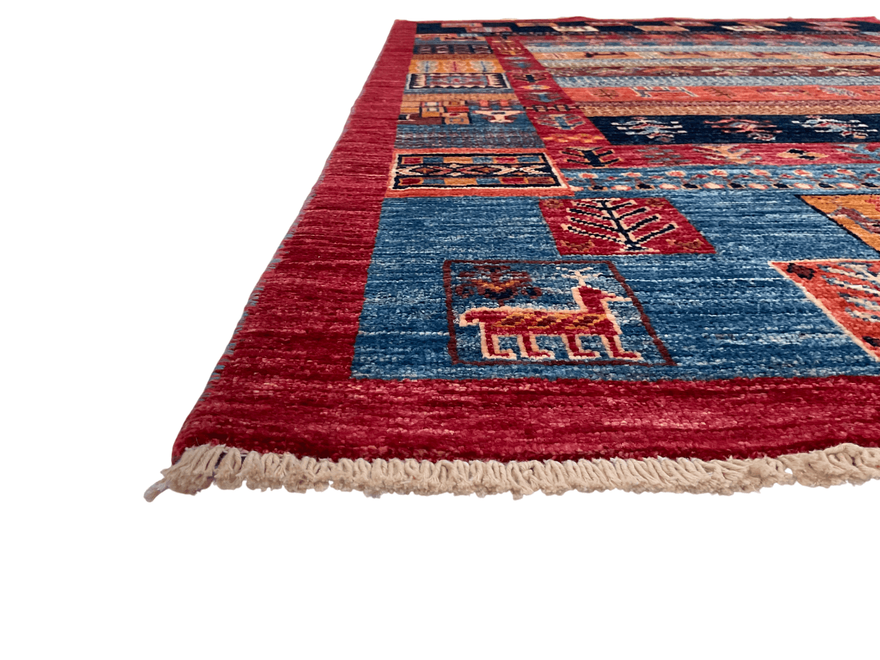 Afghan Gabbeh (4'02"x6'03") navy/blue/red-2