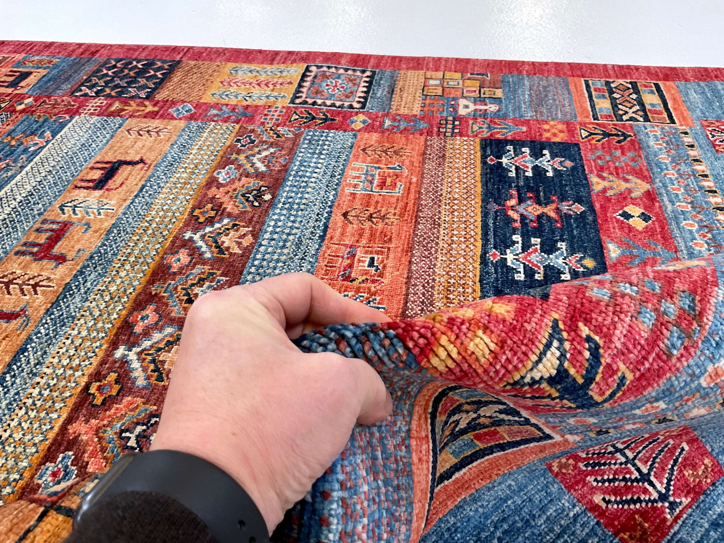 Afghan Gabbeh (4'02"x6'03") navy/blue/red-4