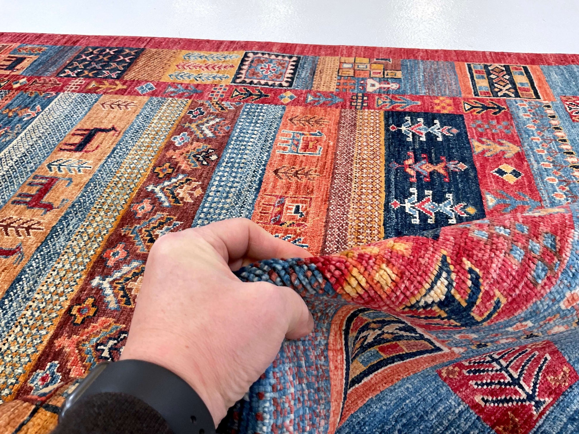 Afghan Gabbeh (4'02"x6'03") navy/blue/red-4
