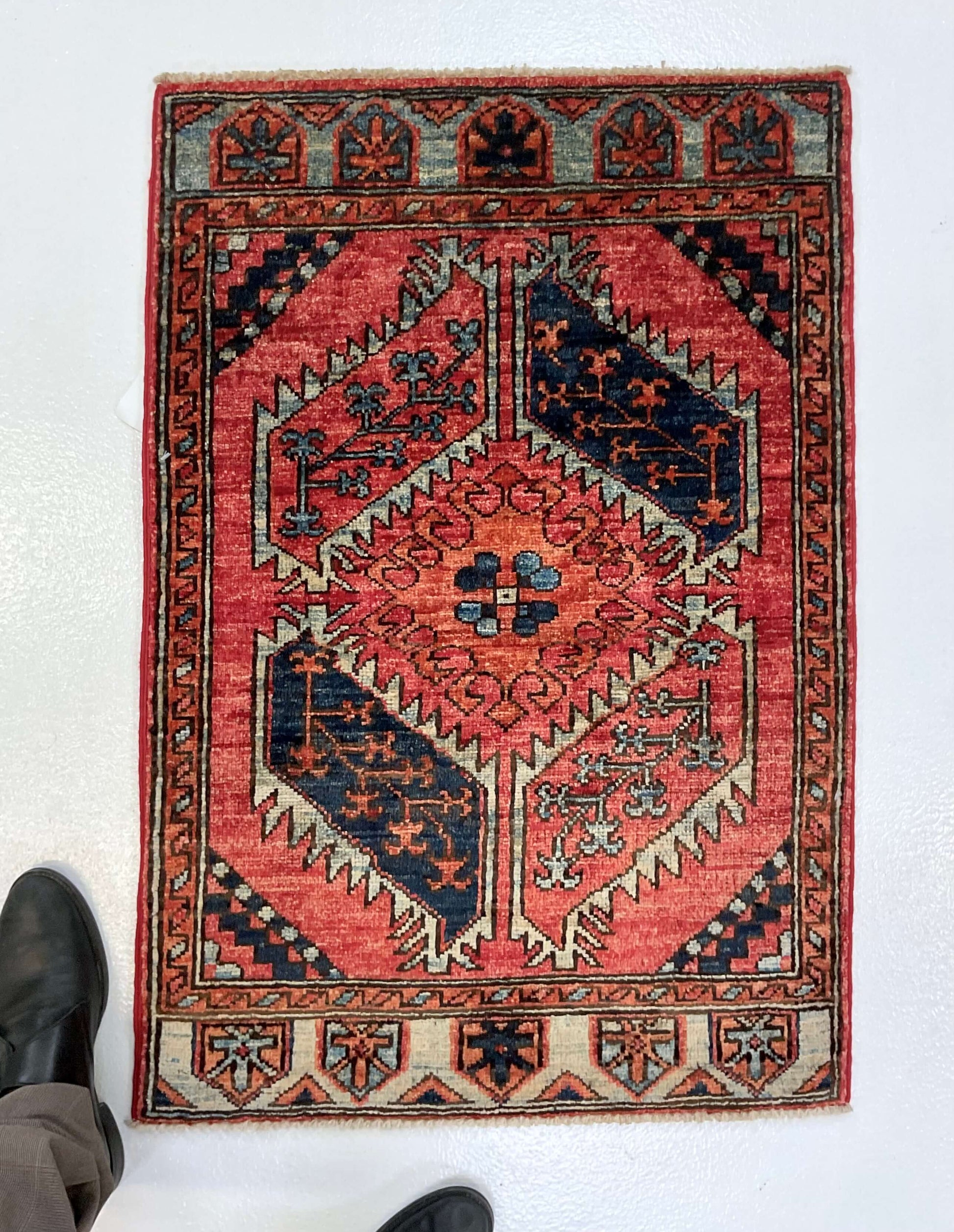 Afghan Ersari Turkomen (2'01"x3'01") red/blue-4