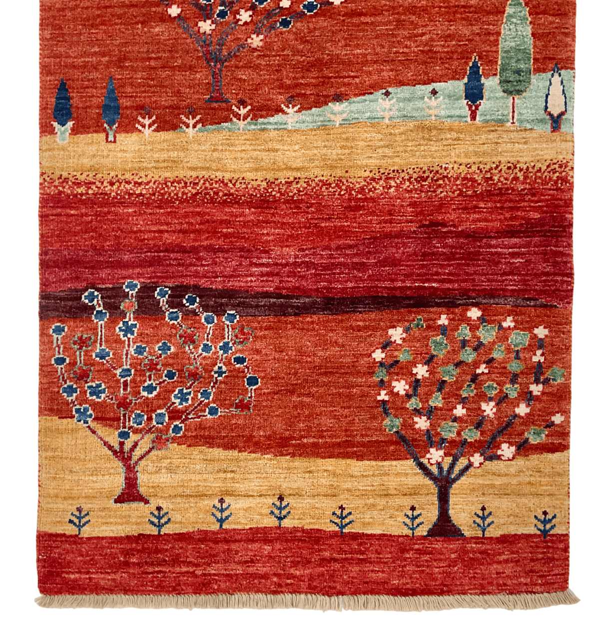 Scenic Afghan Gabbeh (2'08"x9'09") rust-1