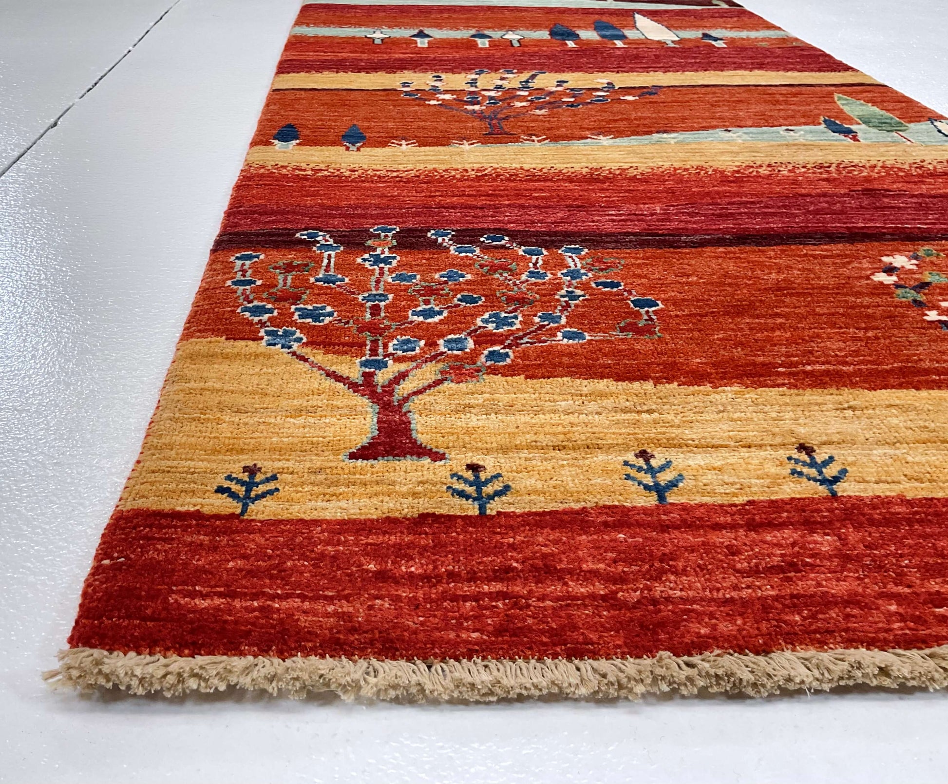 Scenic Afghan Gabbeh (2'08"x9'09") rust-2