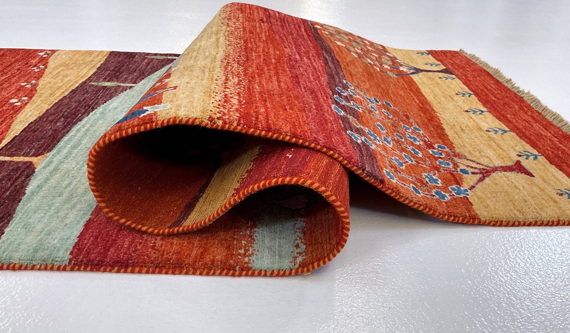 Scenic Afghan Gabbeh (2'08"x9'09") rust-4