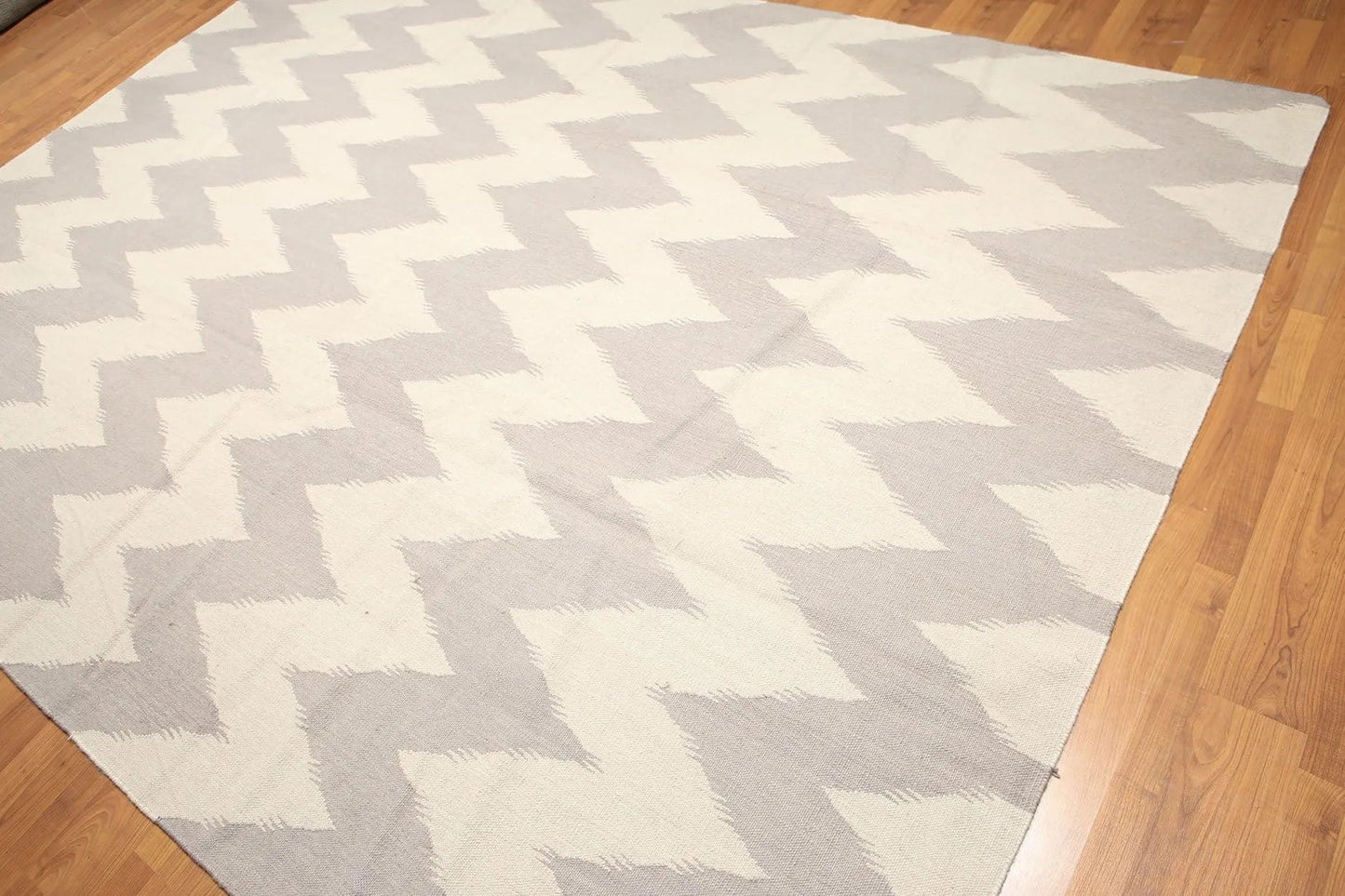 8'x10' Beige and Gray Color Hand Woven Kilim Dhurry 100% Wool Rug-0