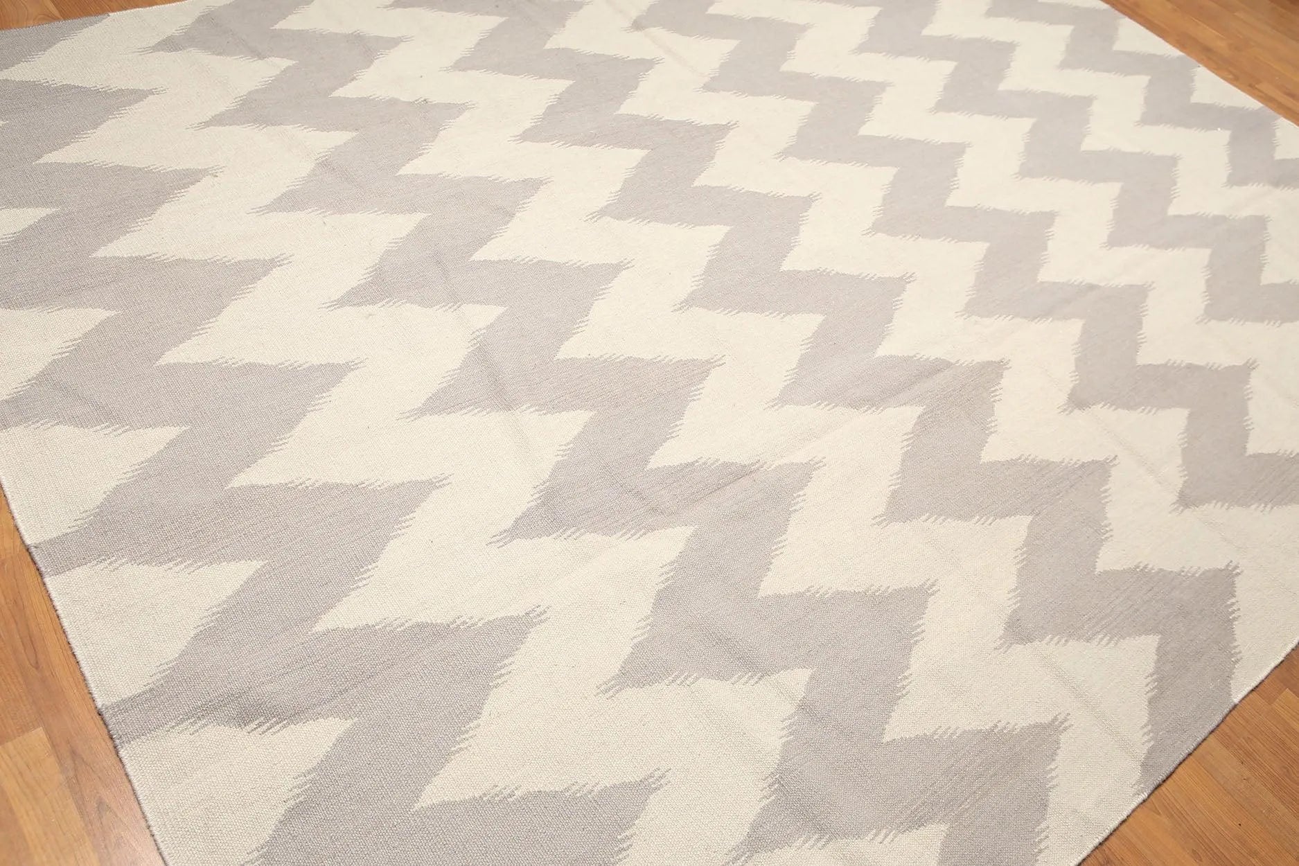 8'x10' Beige and Gray Color Hand Woven Kilim Dhurry 100% Wool Rug-1