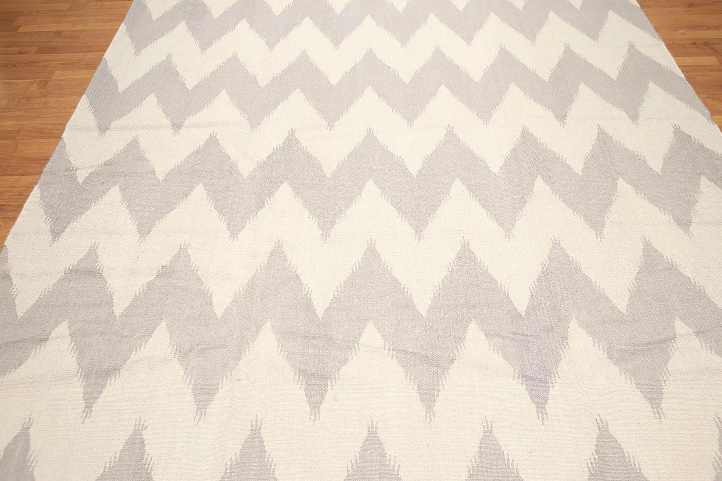 8'x10' Beige and Gray Color Hand Woven Kilim Dhurry 100% Wool Rug-2