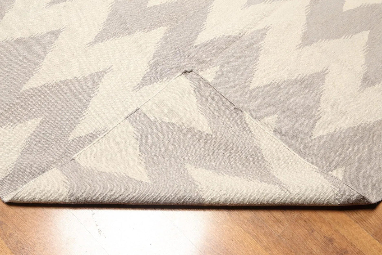 8'x10' Beige and Gray Color Hand Woven Kilim Dhurry 100% Wool Rug-3
