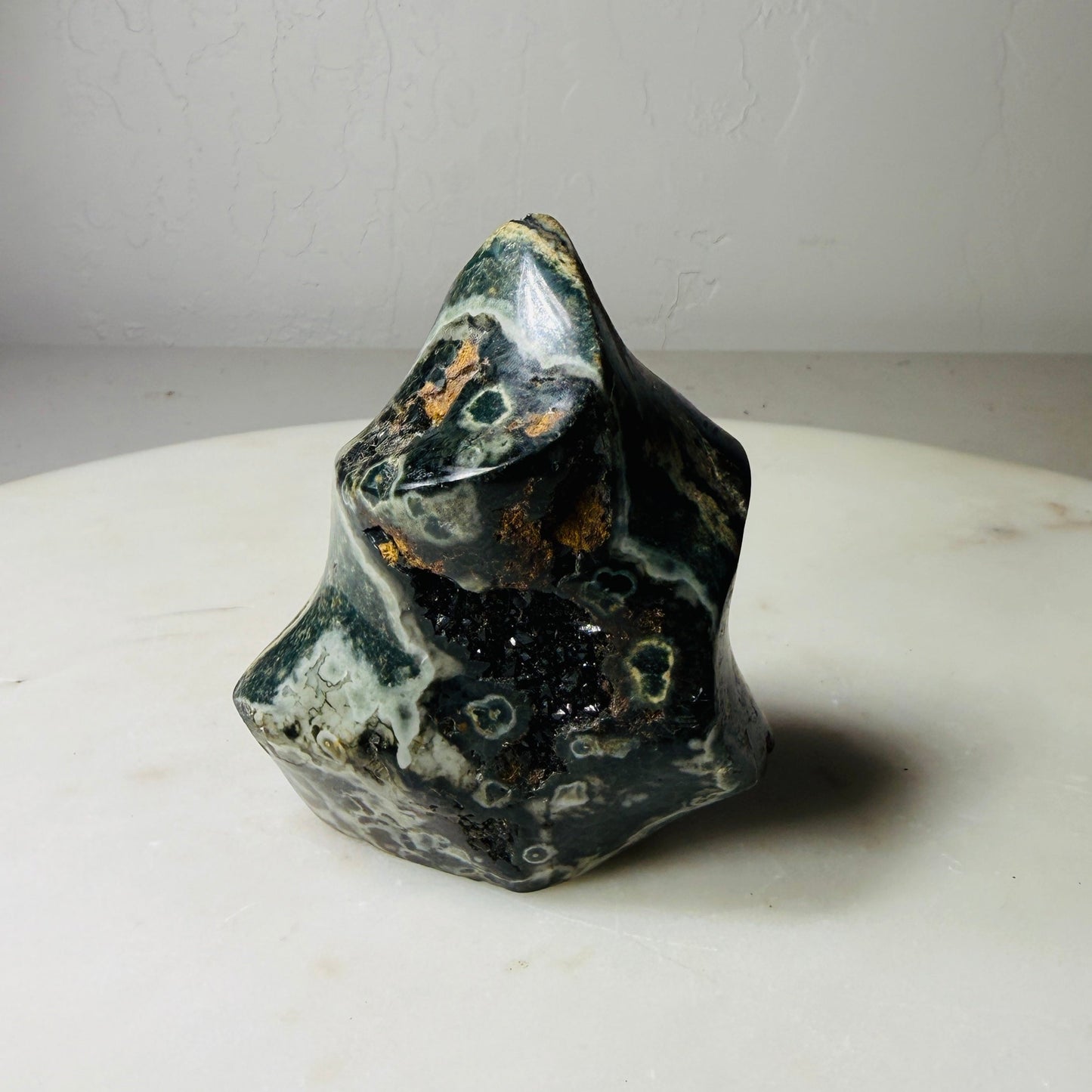 Mystery Jasper Flame Carving – Handpicked Polished Statement Piece (No Sub-Variety Selection)