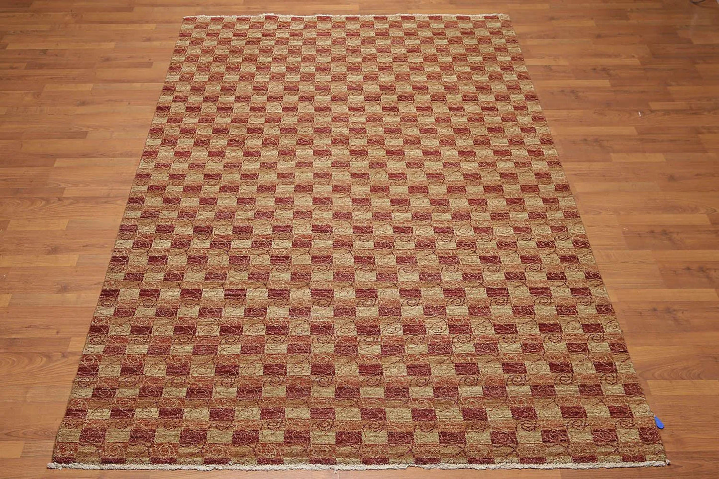 6x9 Rust Hand Knotted Samad Geometric 100% Wool Oriental Area Rug-2