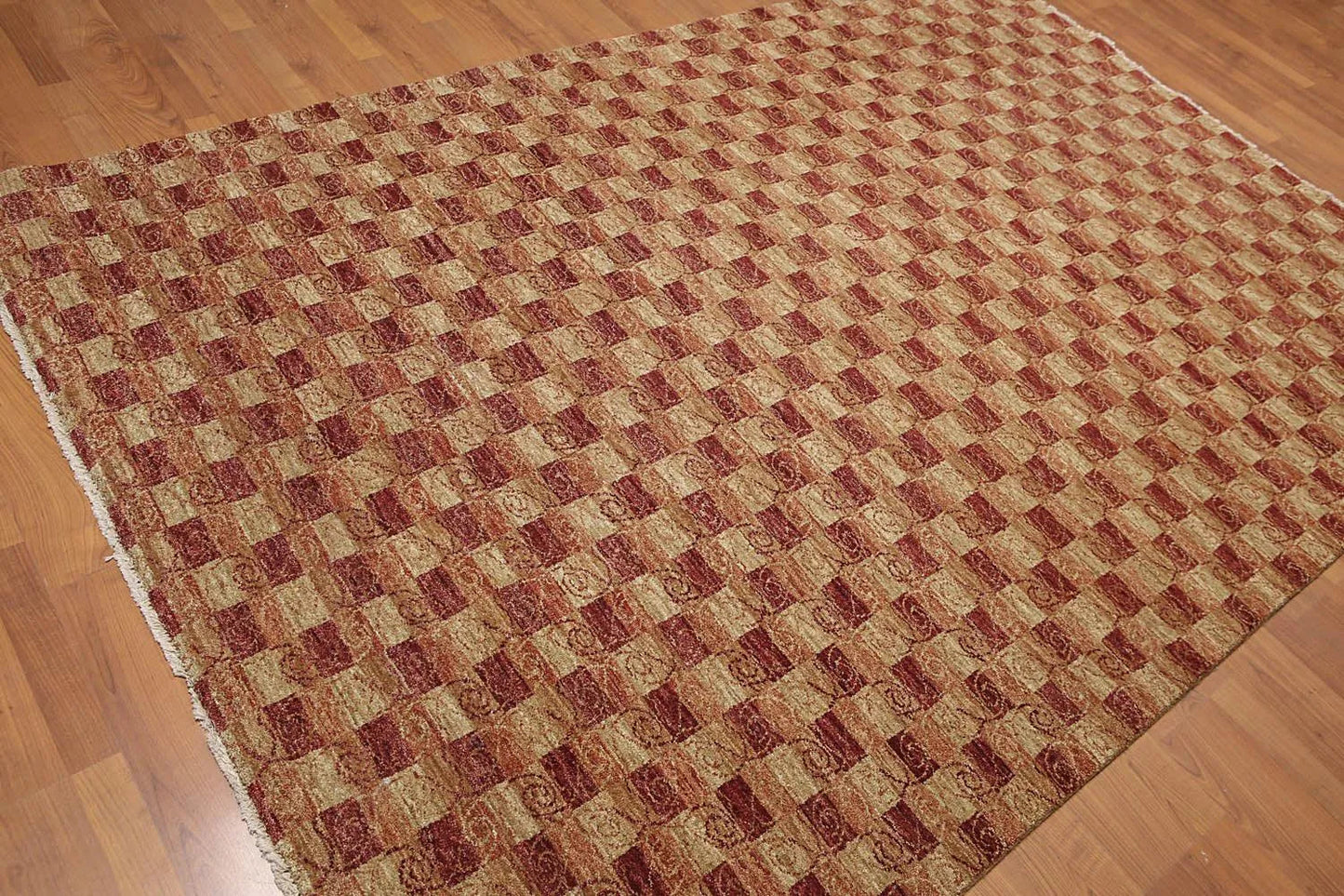 6x9 Rust Hand Knotted Samad Geometric 100% Wool Oriental Area Rug-4