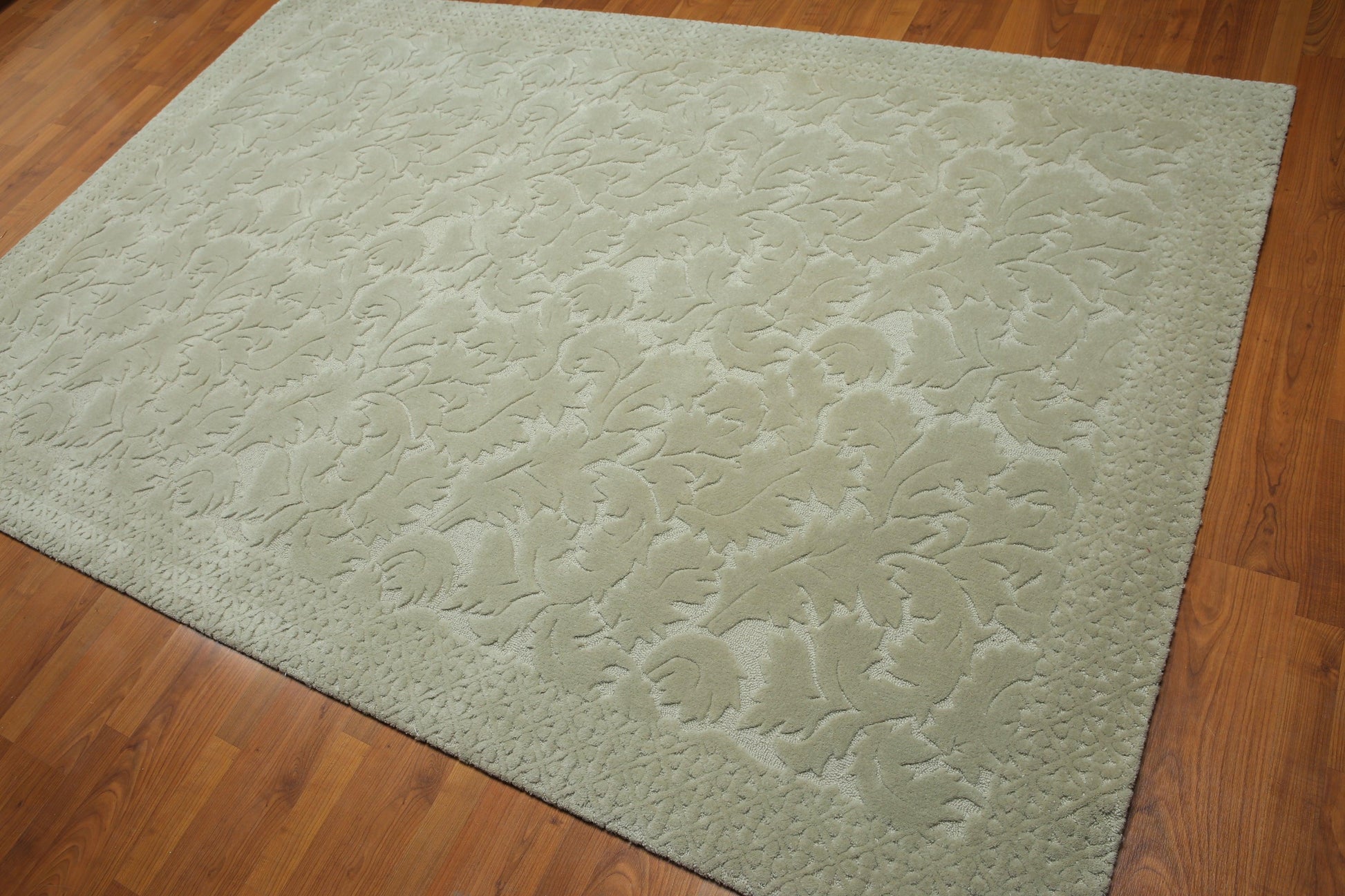 5'8" x 8'9" Machine Made High Low Modern Oriental Wool Rug Gray Tone on Tone Color-0