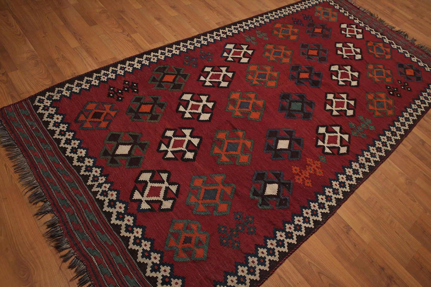 4'9" x 10'6" Handmade Southwestern Persian Kilim 100% Wool Area Rug Runner-2