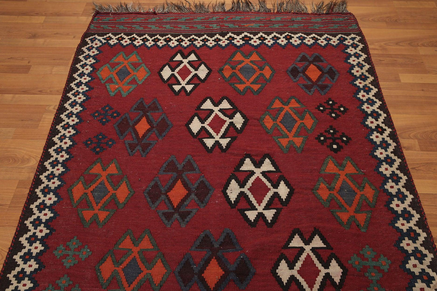 4'9" x 10'6" Handmade Southwestern Persian Kilim 100% Wool Area Rug Runner-3