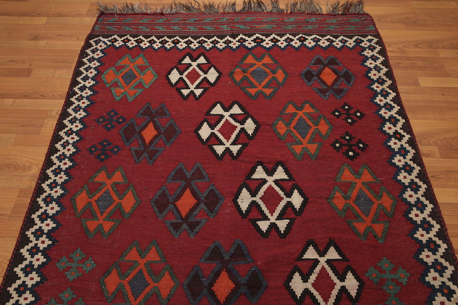 4'9" x 10'6" Handmade Southwestern Persian Kilim 100% Wool Area Rug Runner-3