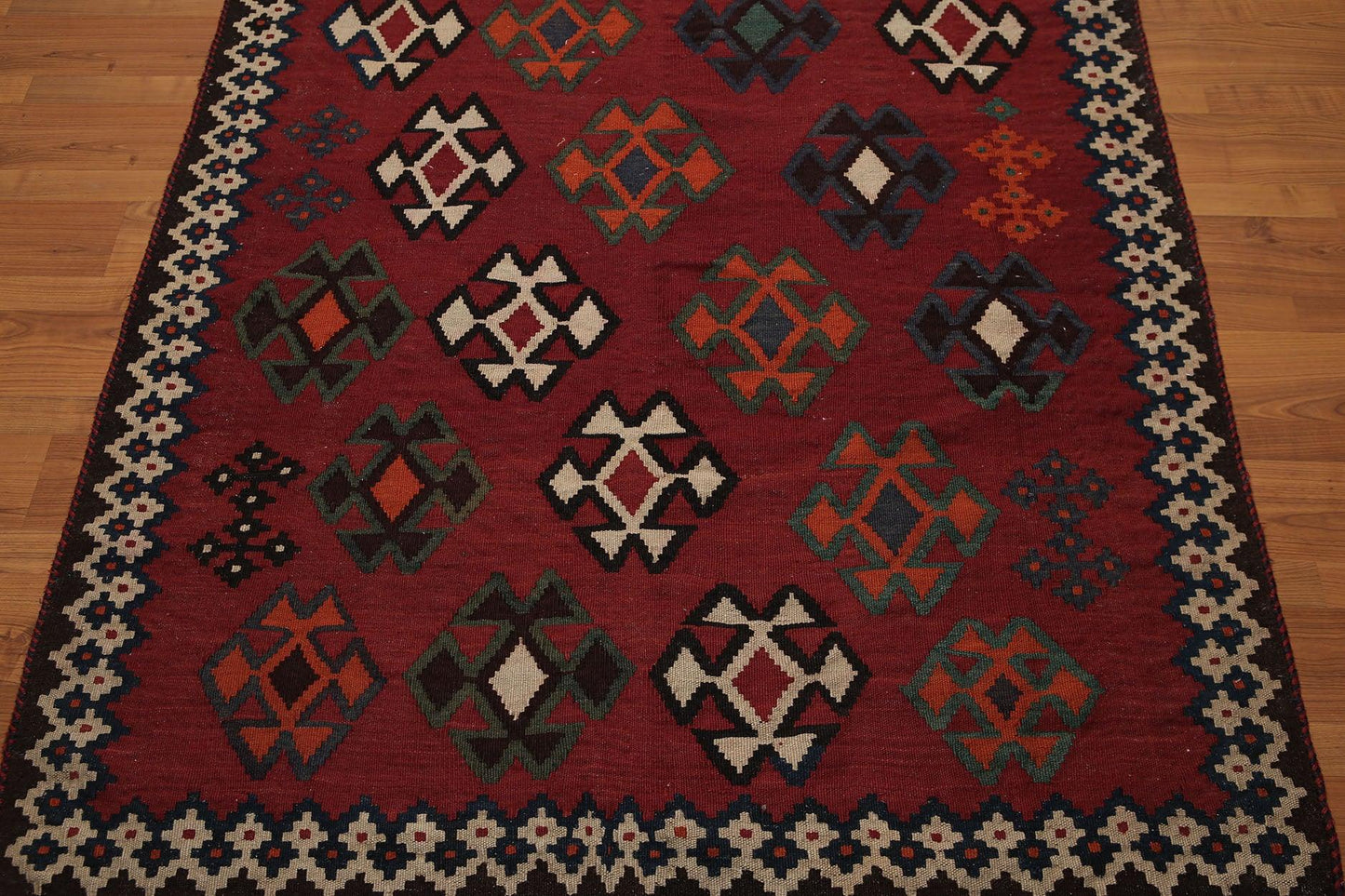 4'9" x 10'6" Handmade Southwestern Persian Kilim 100% Wool Area Rug Runner-4