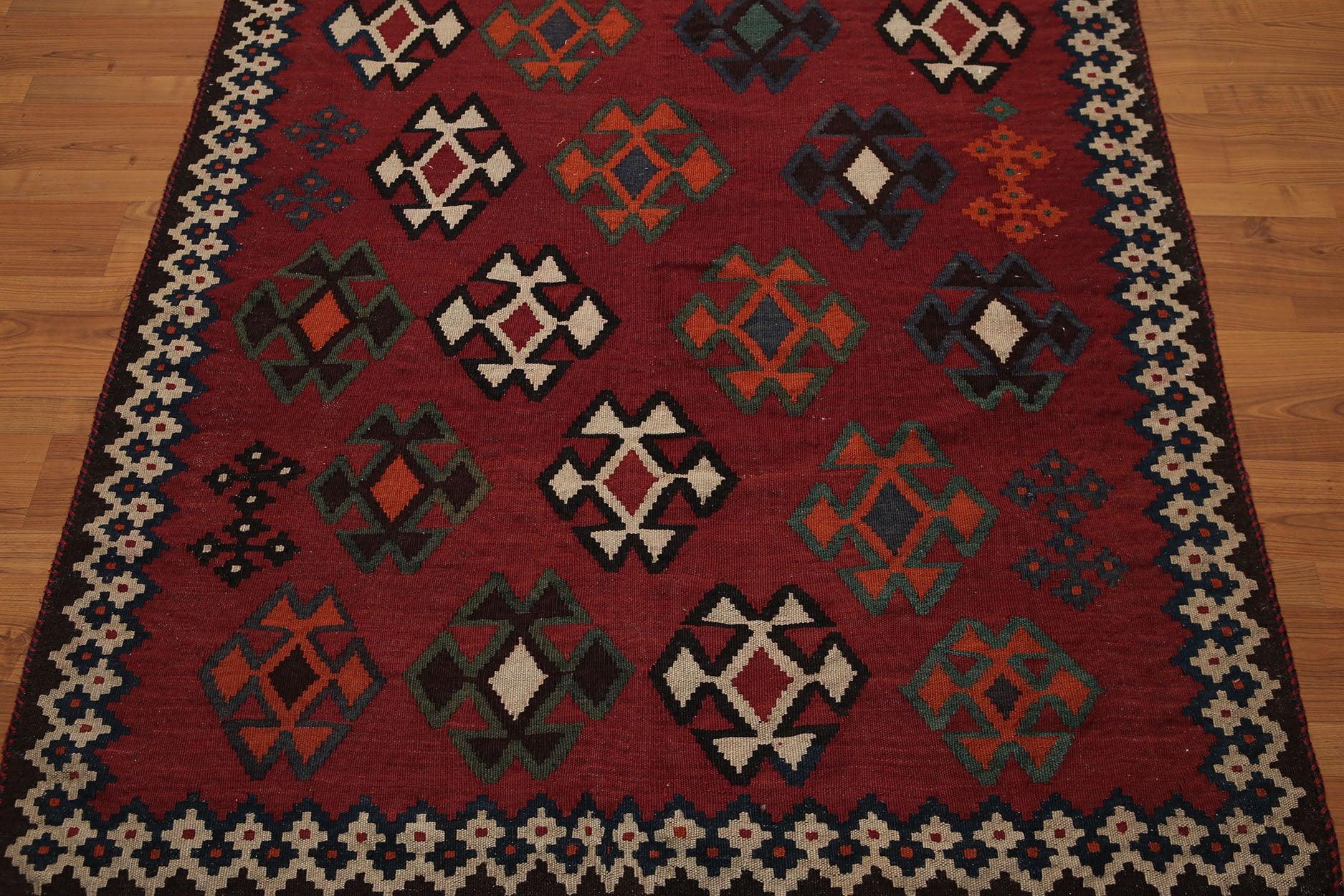 4'9" x 10'6" Handmade Southwestern Persian Kilim 100% Wool Area Rug Runner-4