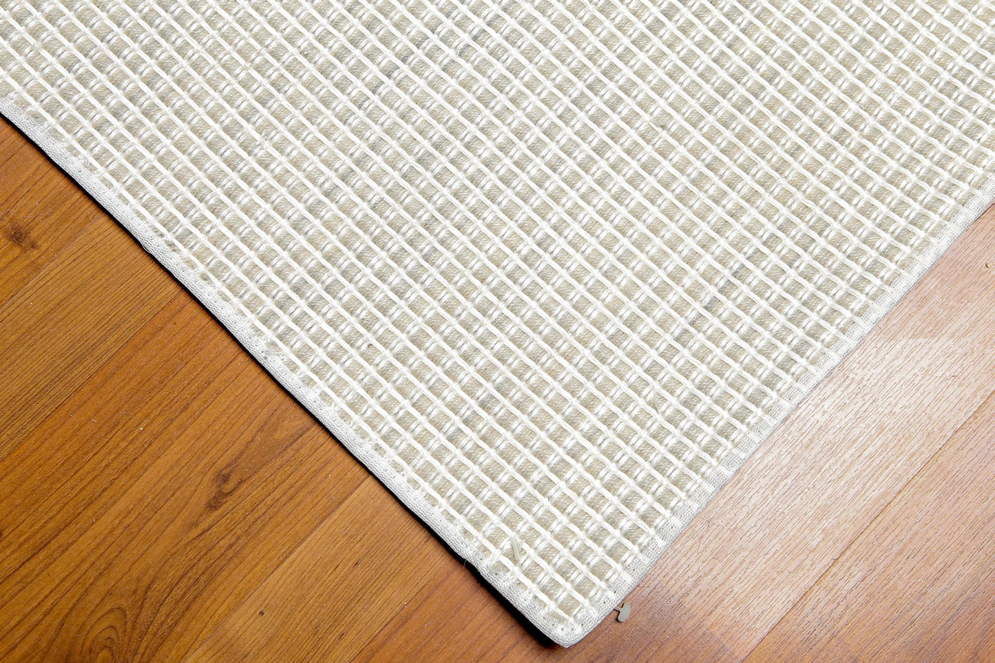 4' x 6' Handmade Textured Geometric 100% Wool Flat Pile Area Rug 4 x 6 Beige-1