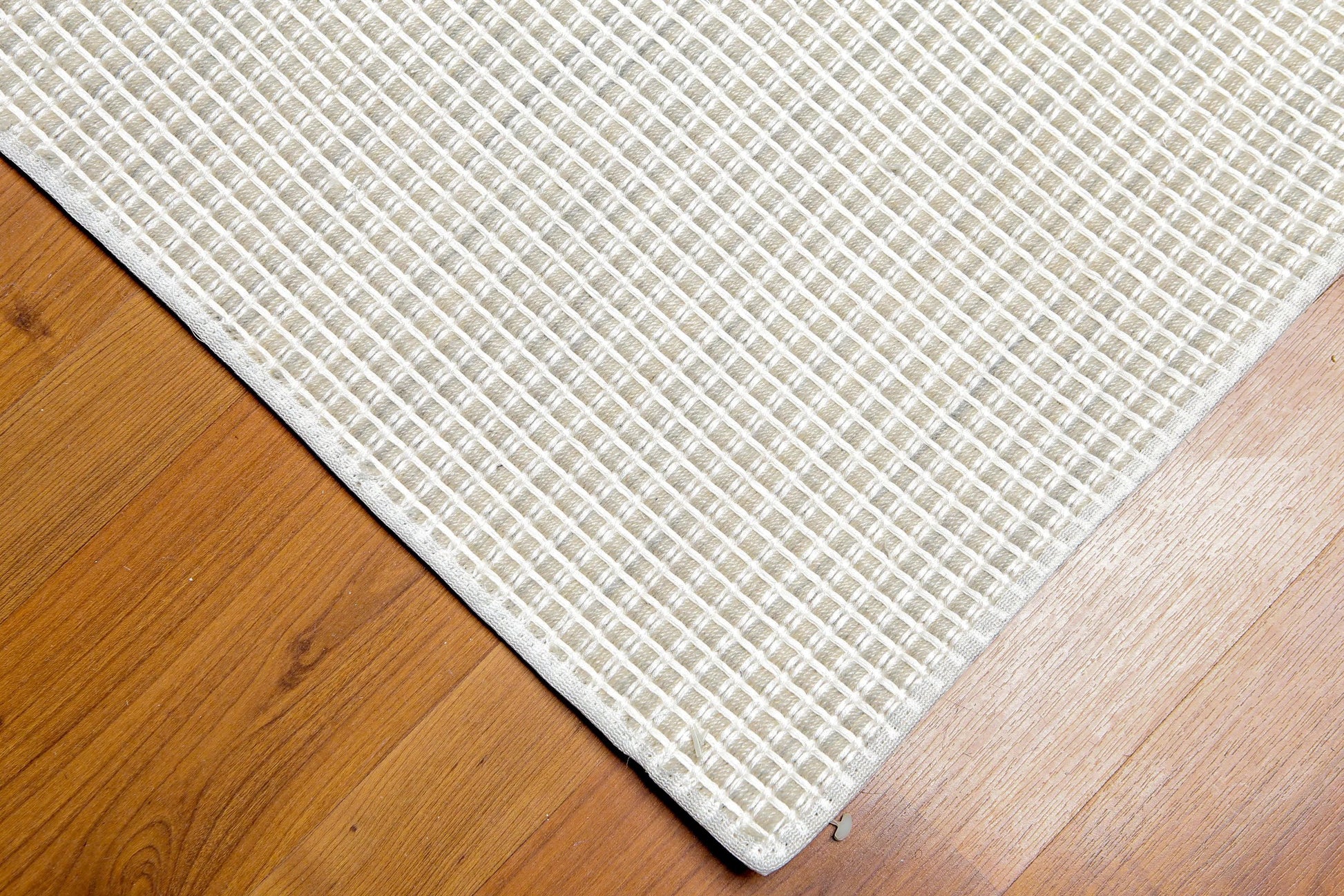 4' x 6' Handmade Textured Geometric 100% Wool Flat Pile Area Rug 4 x 6 Beige-1