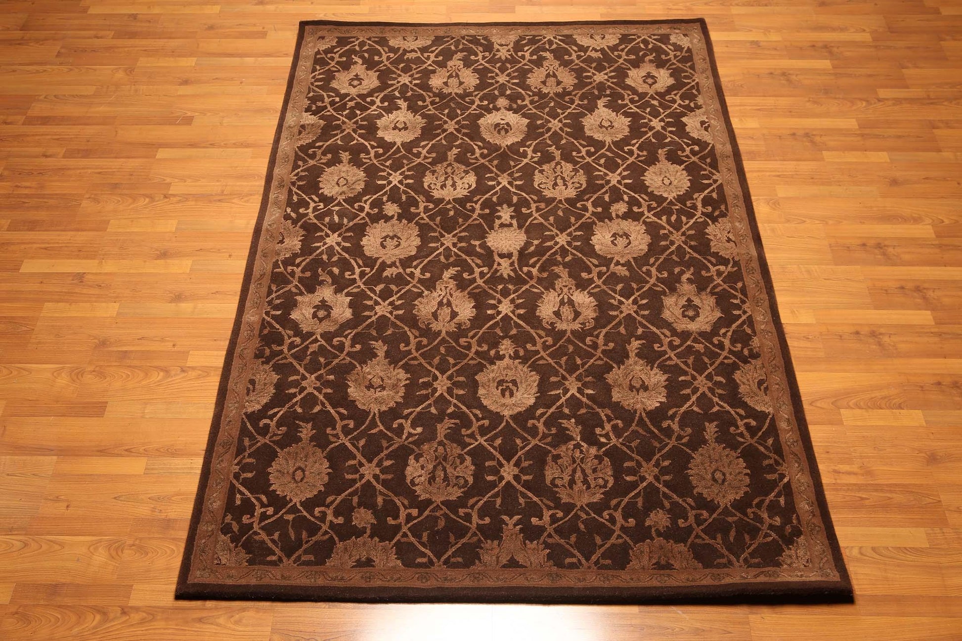 5'6" x 8'6" Handmade Wool & silk Oriental Area Rug Traditional Brown-1