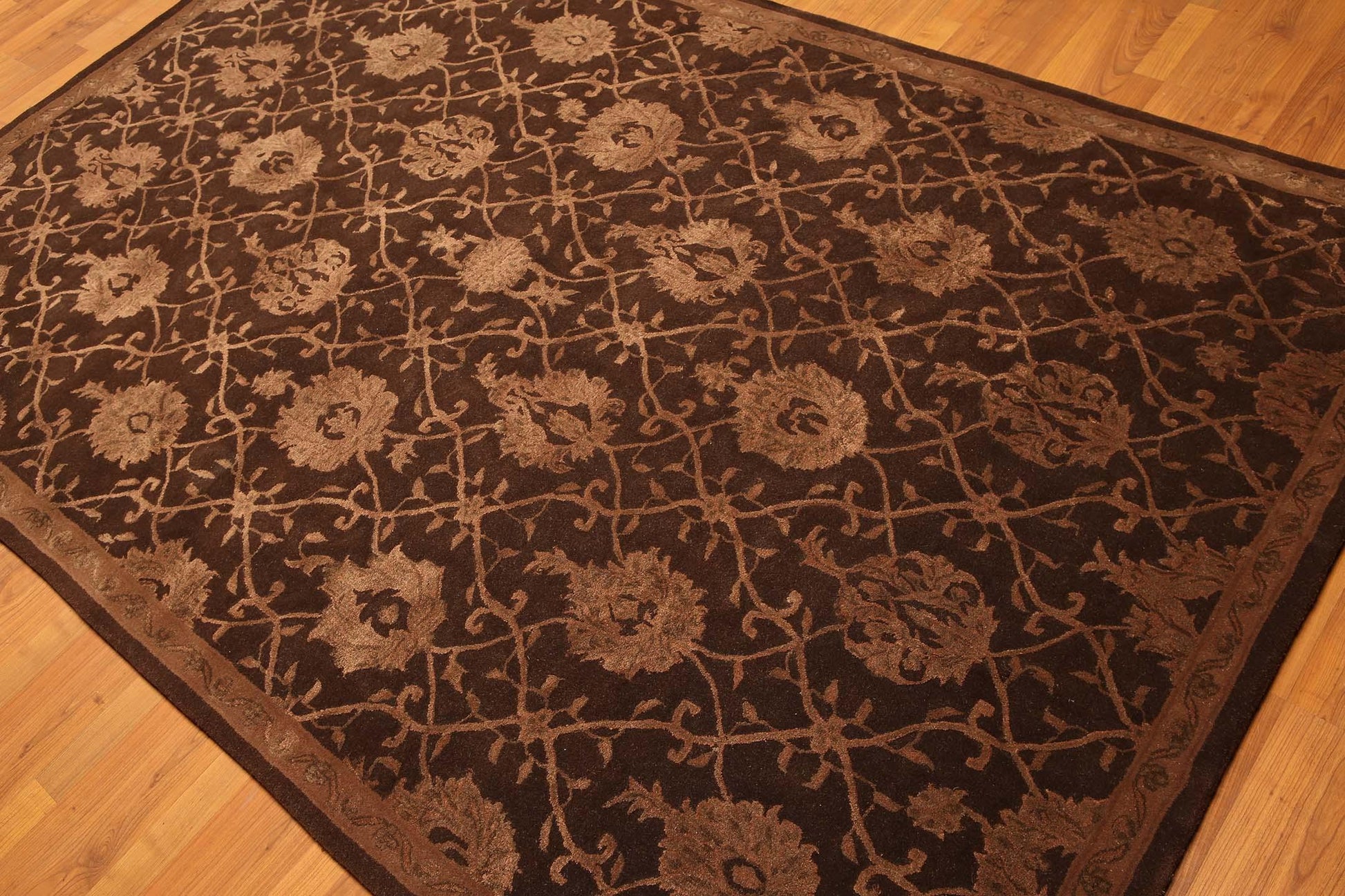 5'6" x 8'6" Handmade Wool & silk Oriental Area Rug Traditional Brown-2