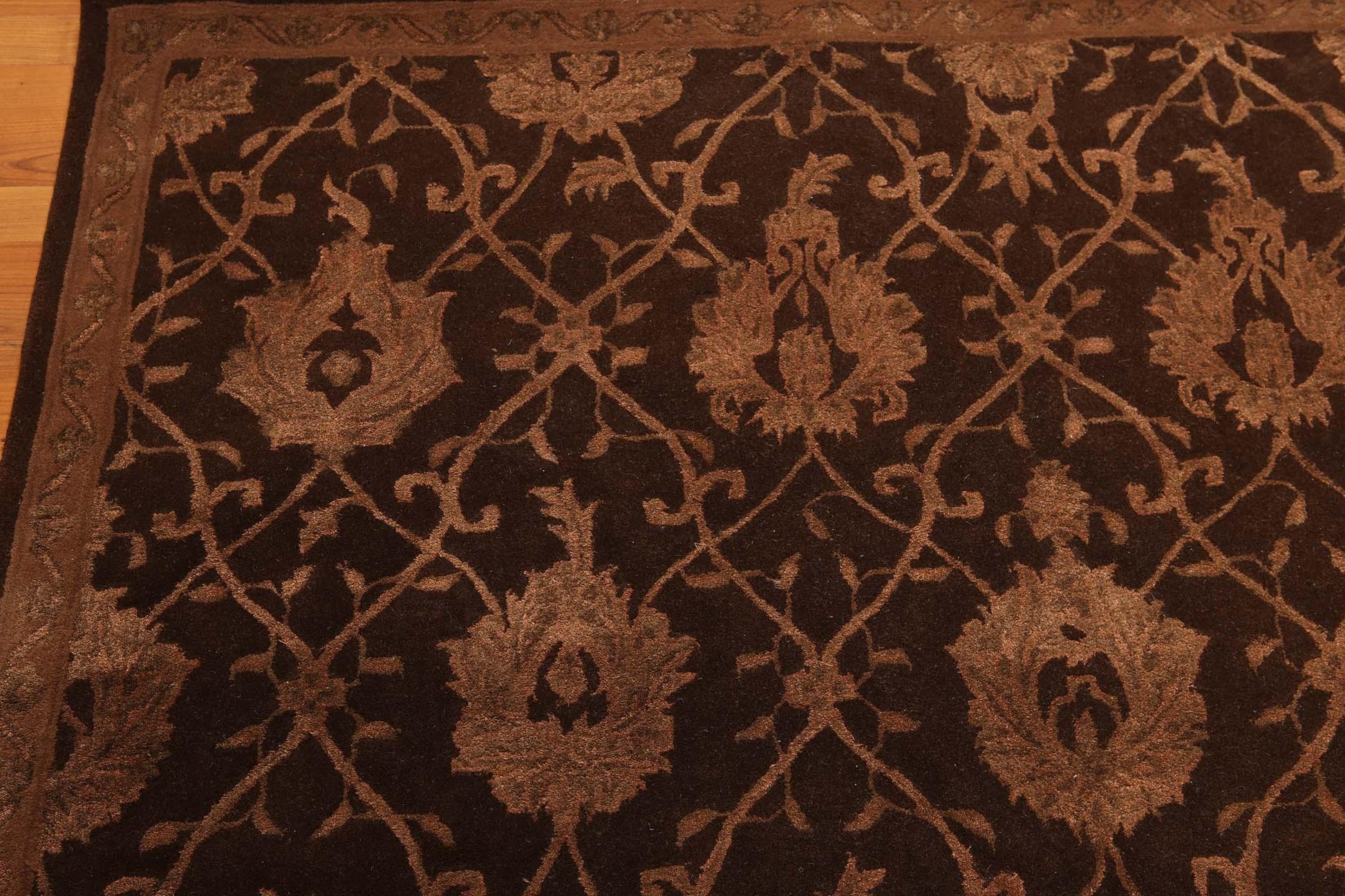 5'6" x 8'6" Handmade Wool & silk Oriental Area Rug Traditional Brown-4