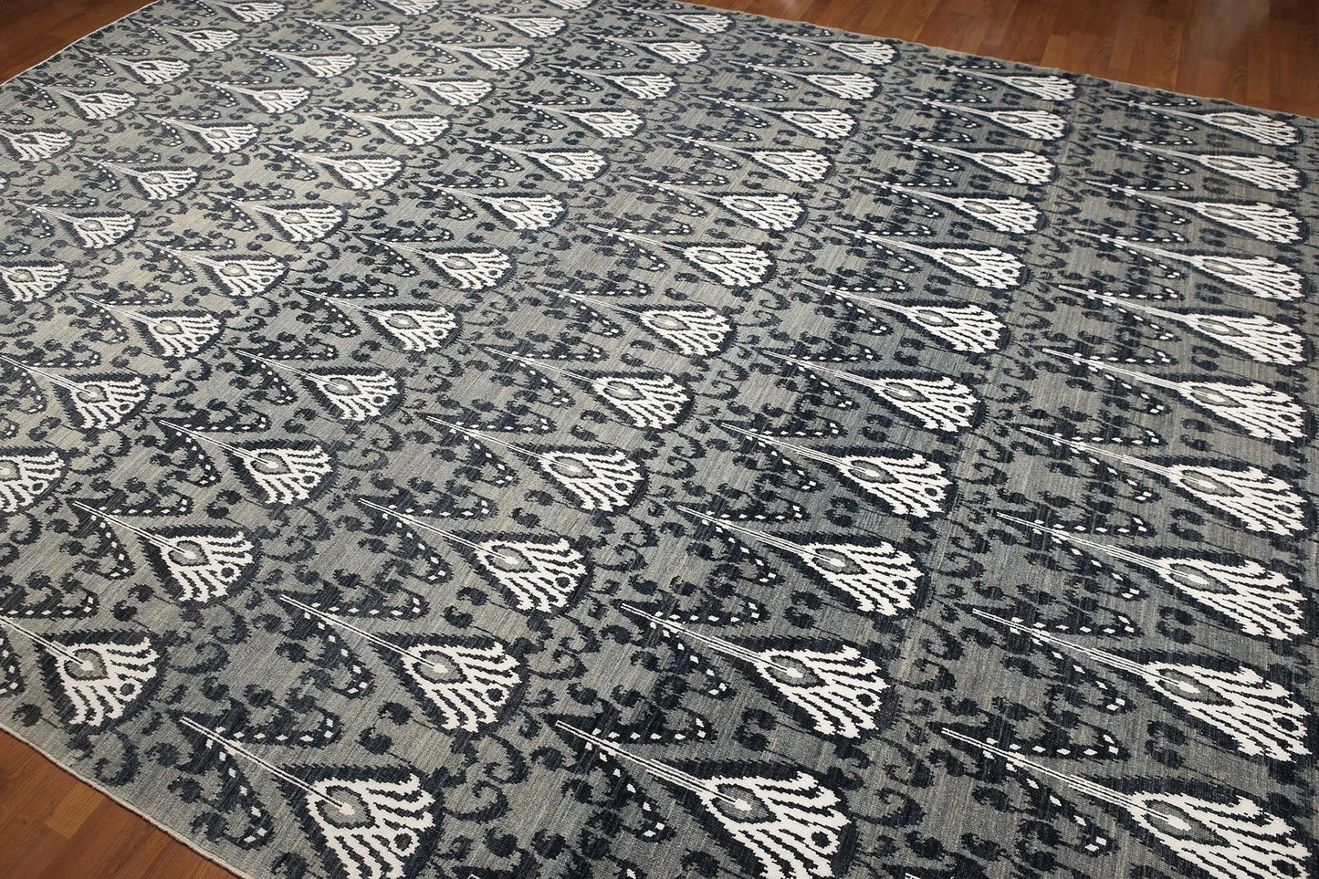 Stone wash Super fine Hand Knotted 200KPSI Ikat Area Rug 100% Wool 9' x 12'-2