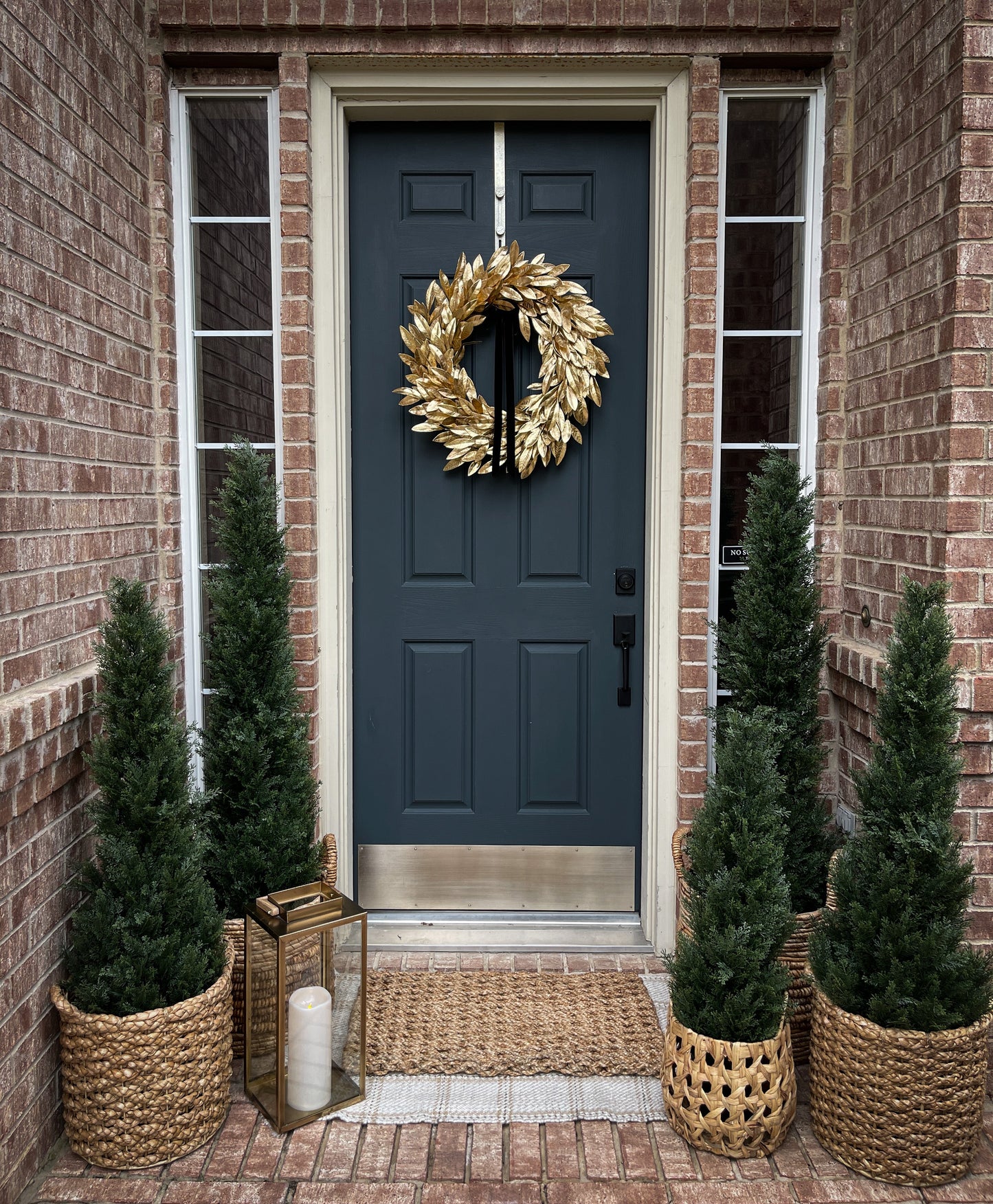 Gold Bay Leaf Wreath with Black Velvet Ribbon