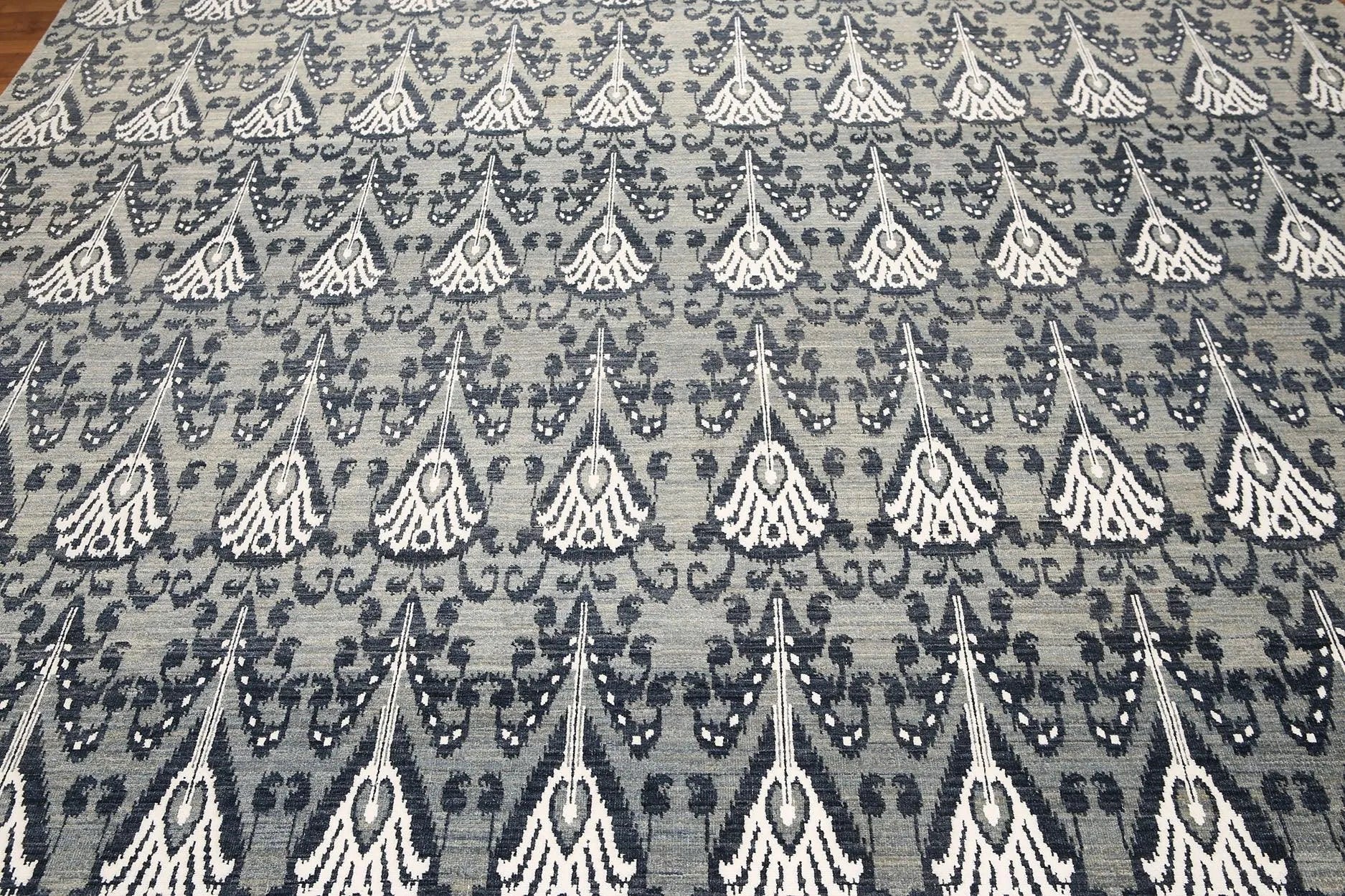 Stone wash Super fine Hand Knotted 200KPSI Ikat Area Rug 100% Wool 9' x 12'-3