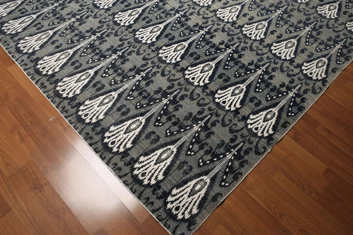 Stone wash Super fine Hand Knotted 200KPSI Ikat Area Rug 100% Wool 9' x 12'-4