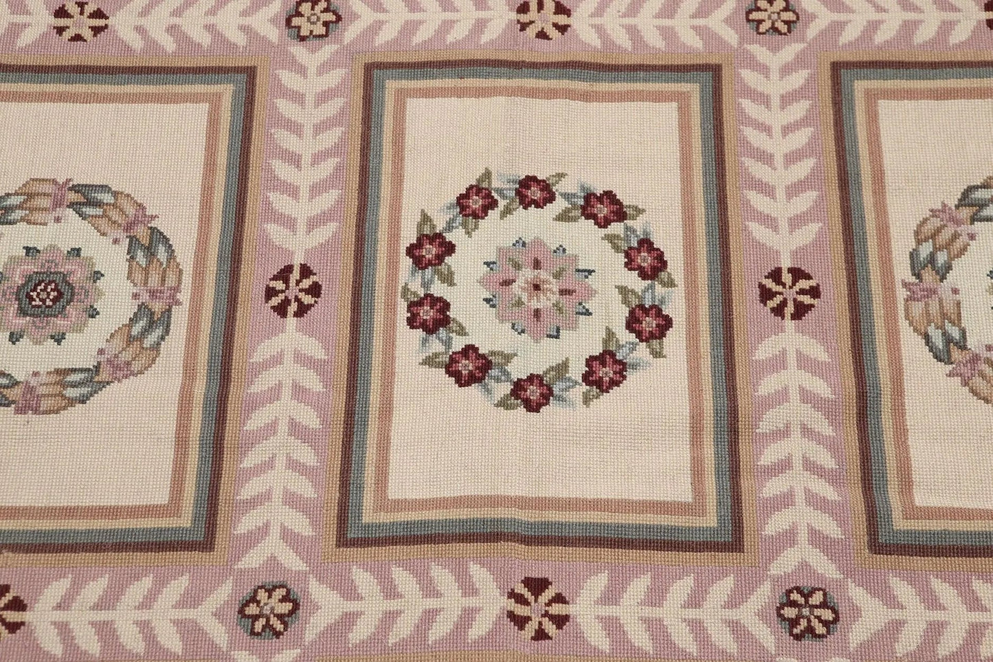 6x9 Beige Hand Woven 100% Wool French Needlepoint Aubusson Area rug-4