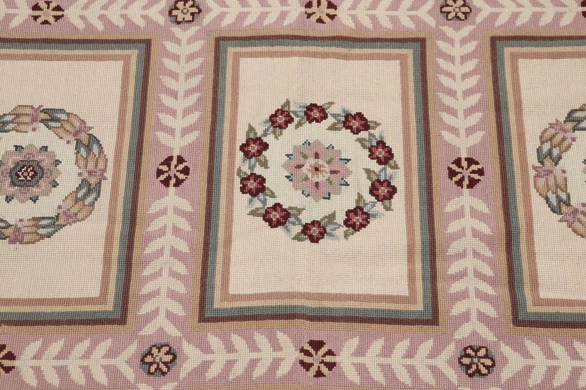 6x9 Beige Hand Woven 100% Wool French Needlepoint Aubusson Area rug-4