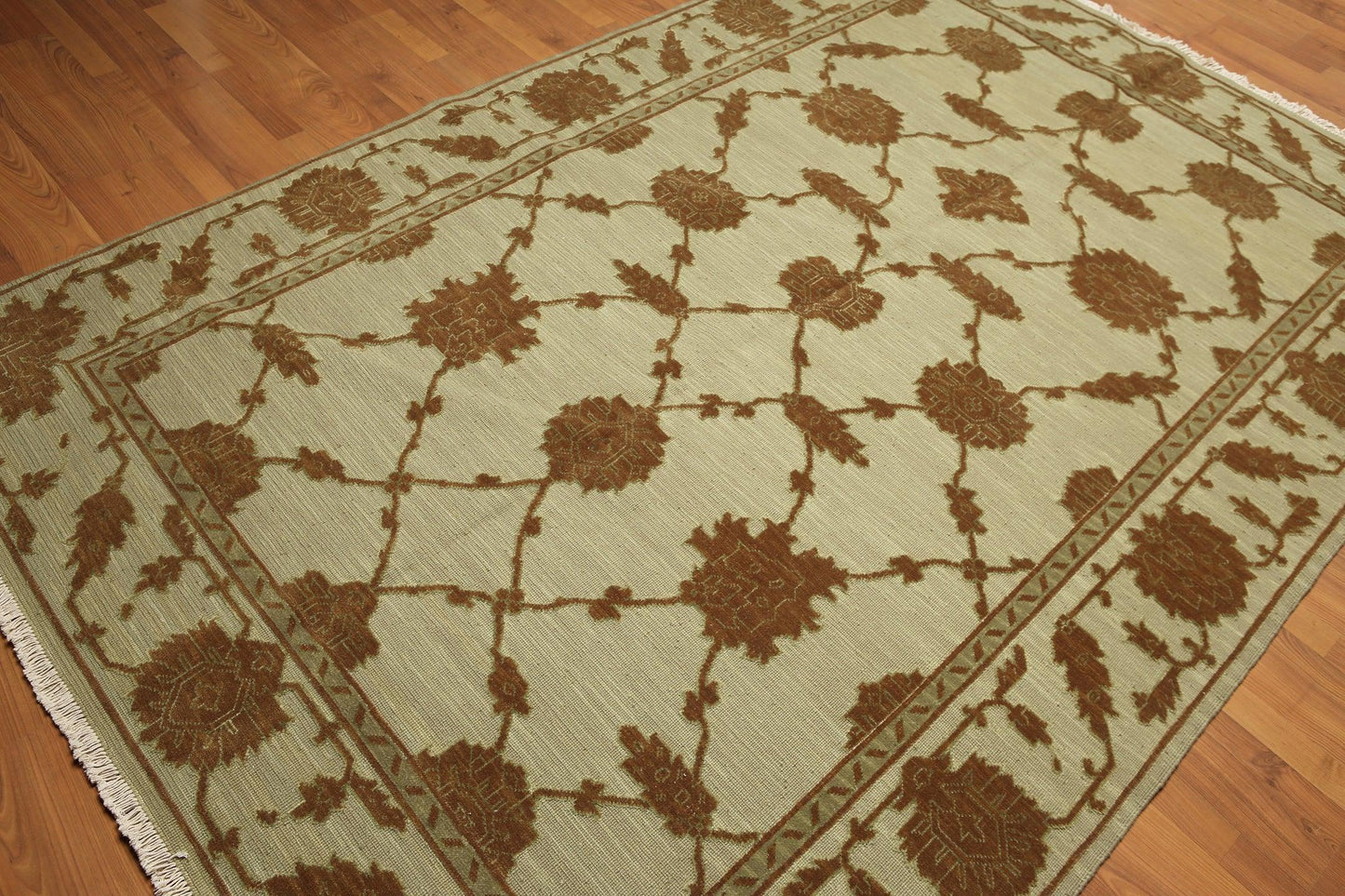 Hand Knotted 100% Wool Traditional Area Rug Green 5'10" x 8'10"-4