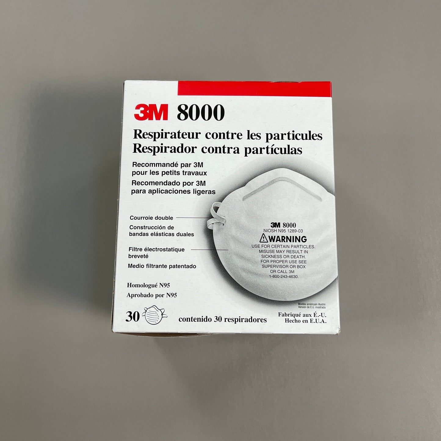 3M 8000 Particle Respirators N95 Mask (30 MASKS) 1289-03 USA