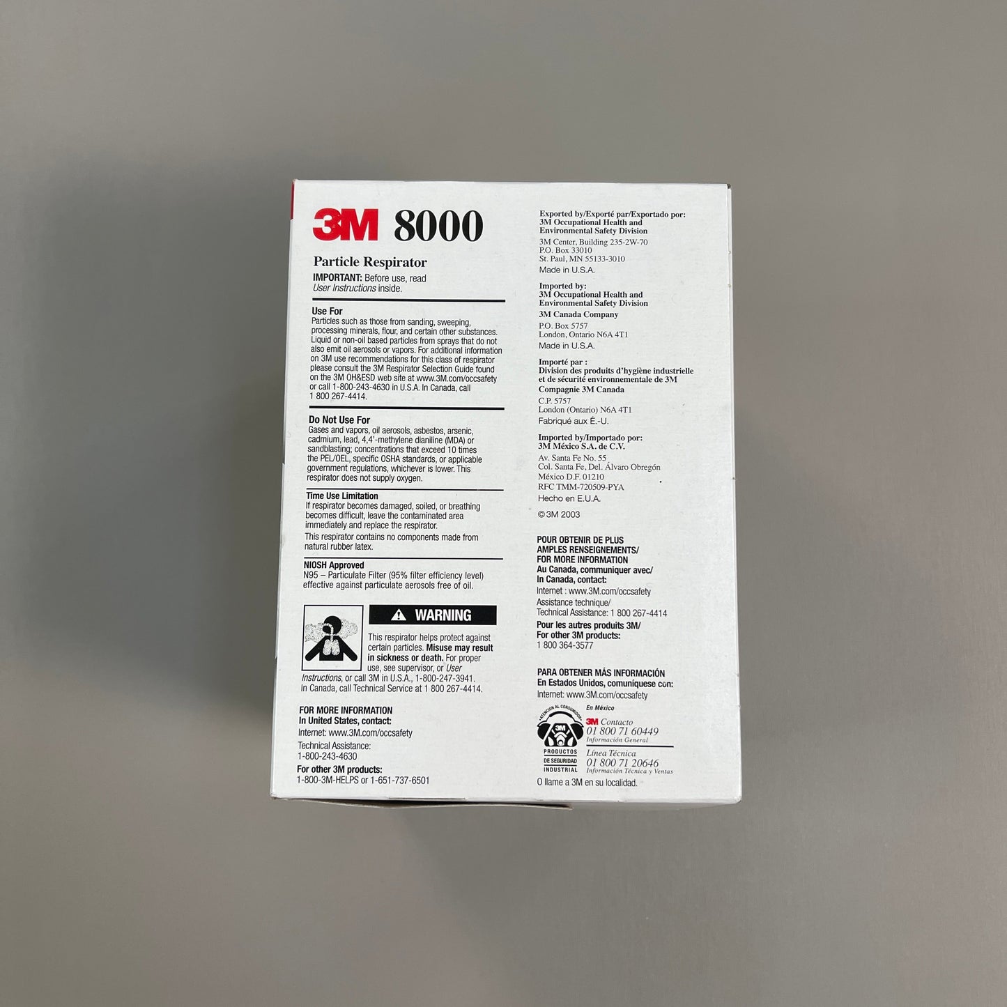3M 8000 Particle Respirators N95 Mask (30 MASKS) 1289-03 USA