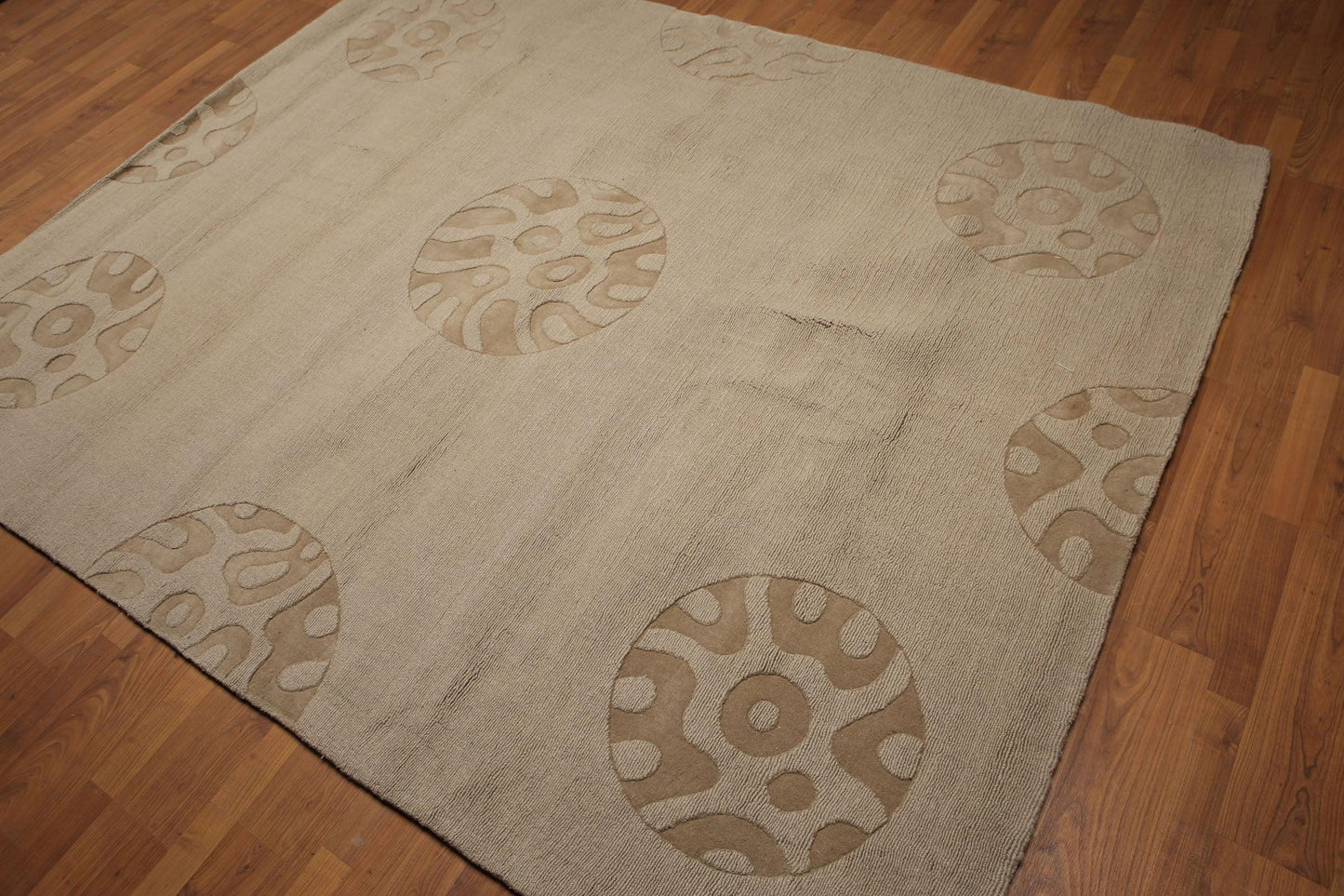 6'8" x 8'3" Handmade 100% Wool Modern Area rug Camel-1