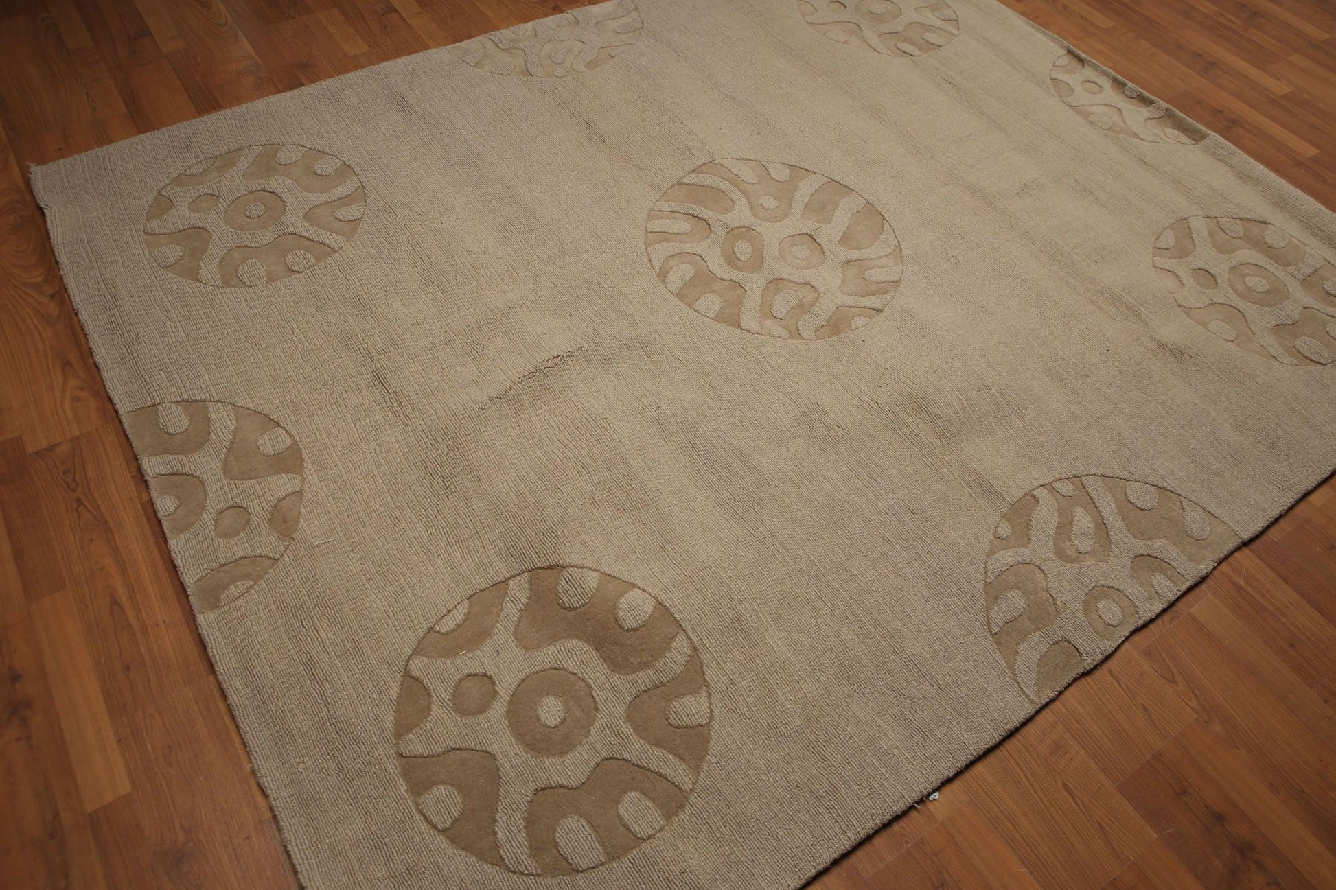 6'8" x 8'3" Handmade 100% Wool Modern Area rug Camel-2