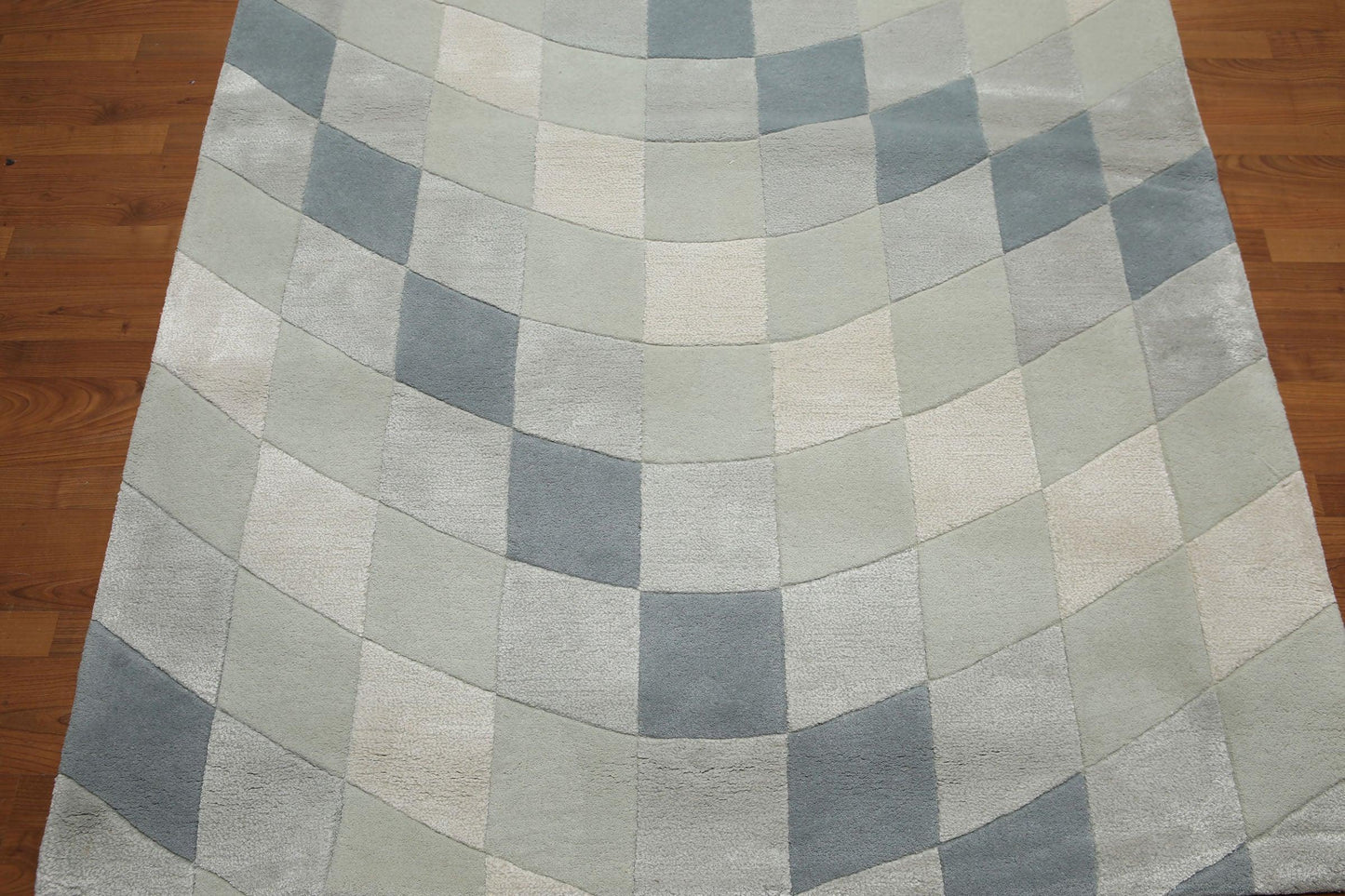 5' x 7'6" Handmade Modern Area rug Wool & viscose Sea foam-3