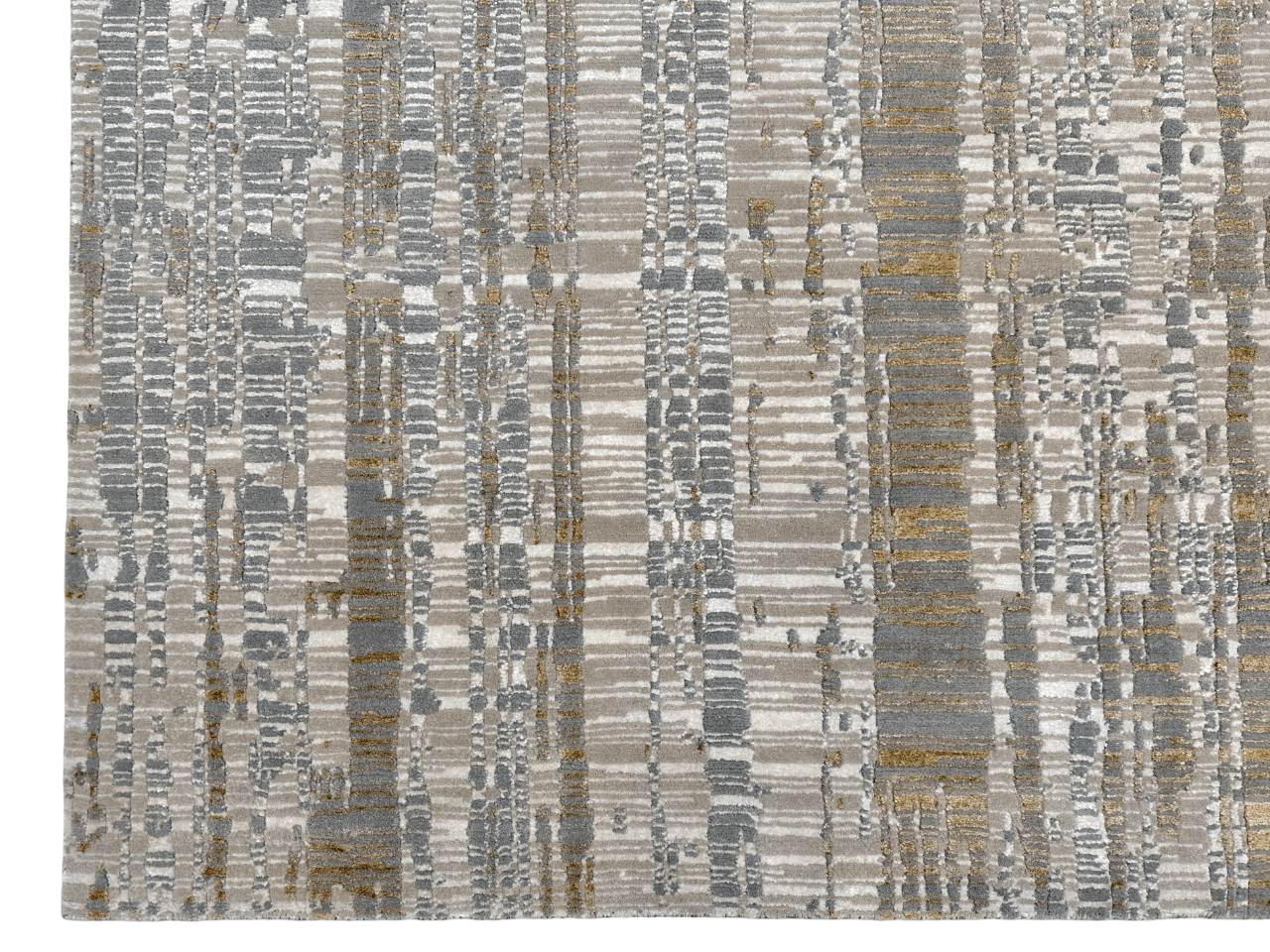 Contemporary Carved Tibetan 9x12 (ivory/gold/gray)-1