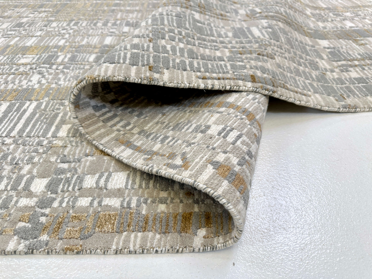 Contemporary Carved Tibetan 9x12 (ivory/gold/gray)-4